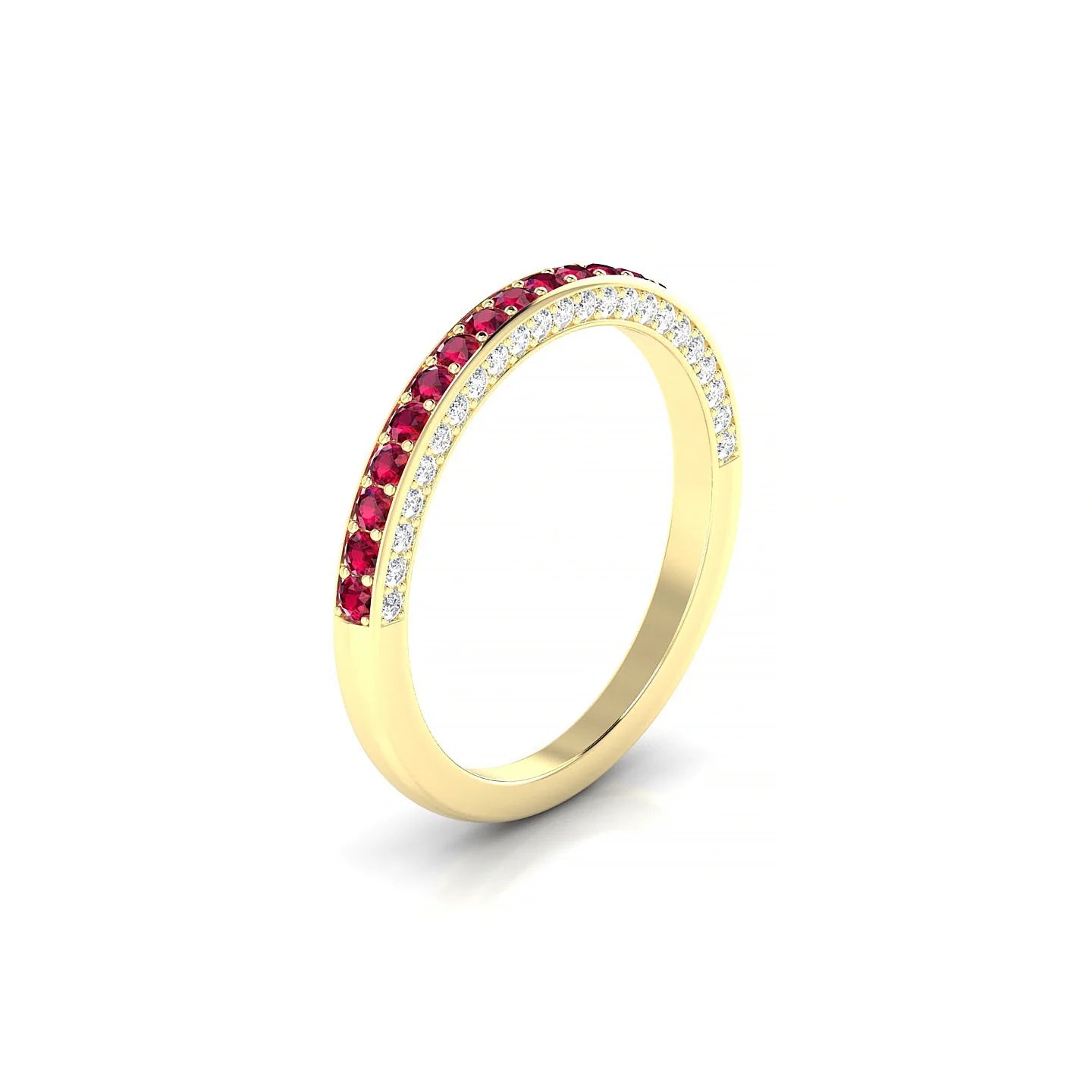 Muse | 18k Yellow Gold 1.5 mm Round Ruby & Diamond Ring