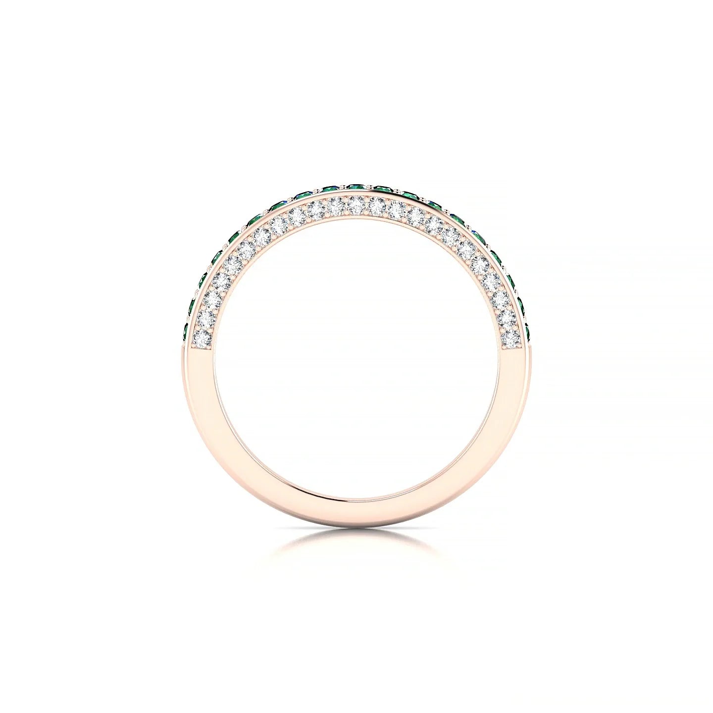Muse | 18k Rose Gold 1.5 mm Round Emerald & Diamond Ring