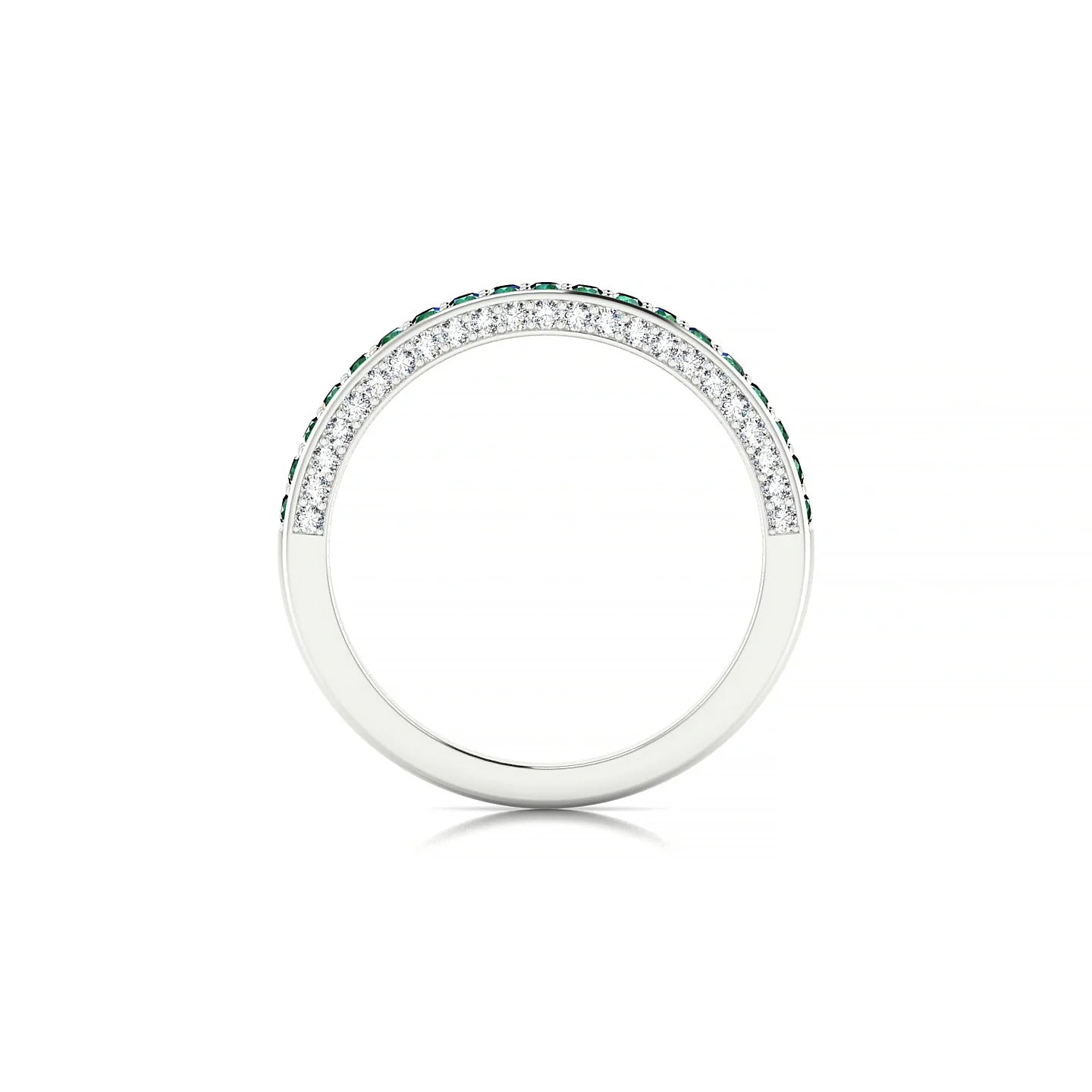 Muse | 18k White Gold 1.5 mm Round Emerald & Diamond Ring