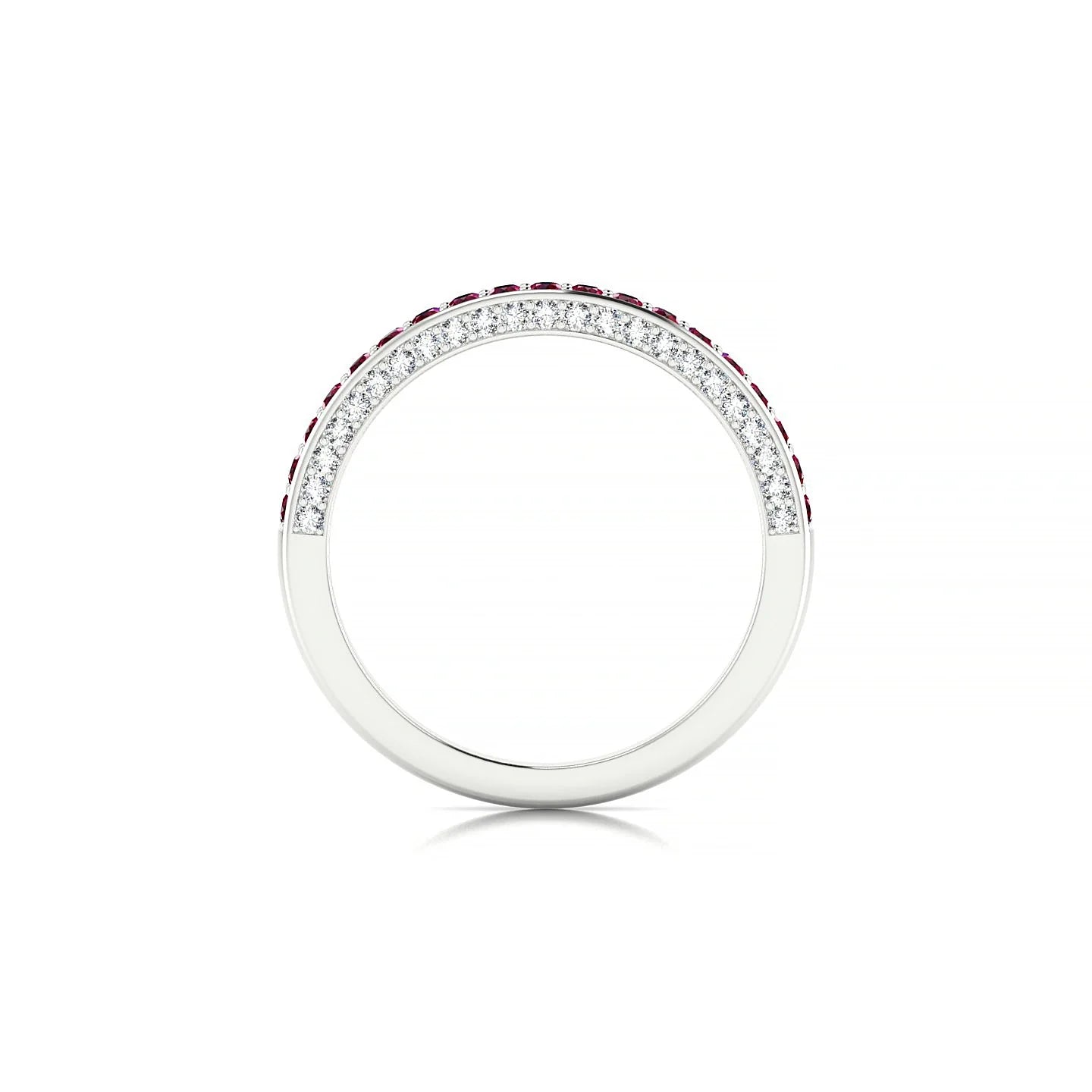 Muse | 18k White Gold 1.5 mm Round Ruby & Diamond Ring