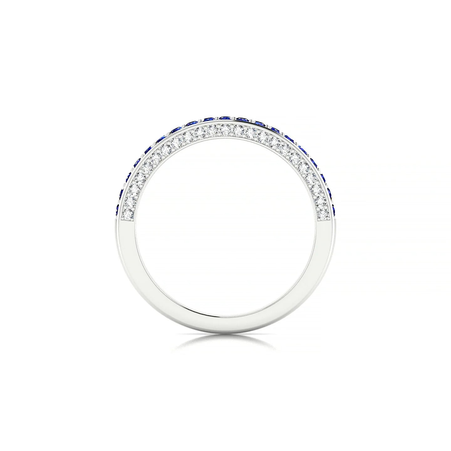 Muse | 18k White Gold 1.5 mm Round Sapphire & Diamond Ring