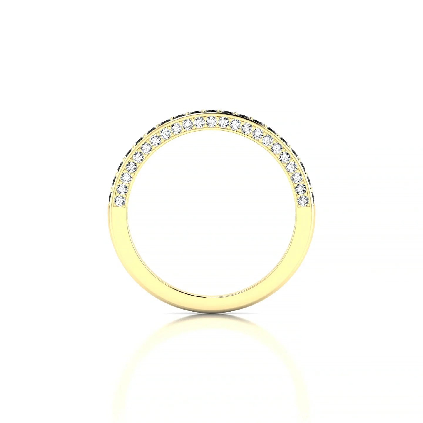 Muse | 18k Yellow Gold 1.5 mm Round Black Diamond & Diamond Ring