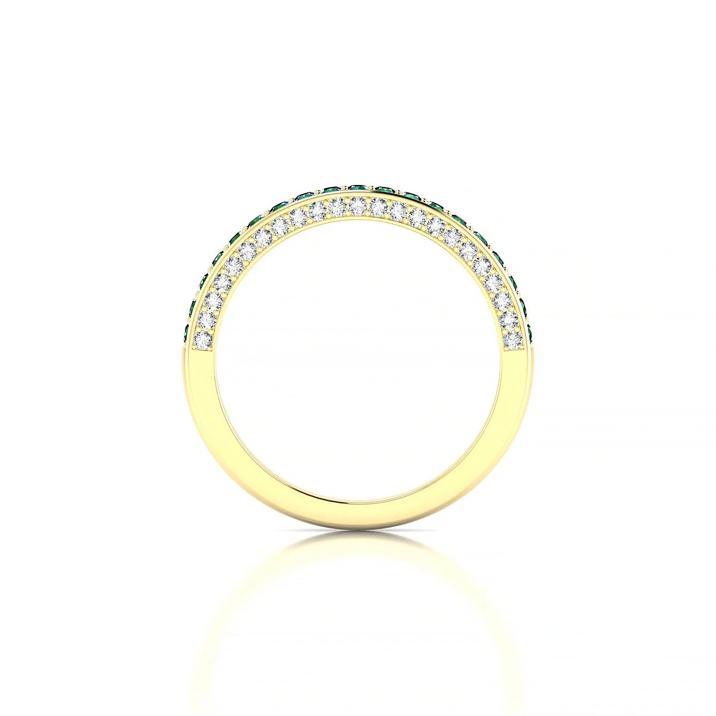 Muse | 18k Yellow Gold 1.5 mm Round Emerald & Diamond Ring