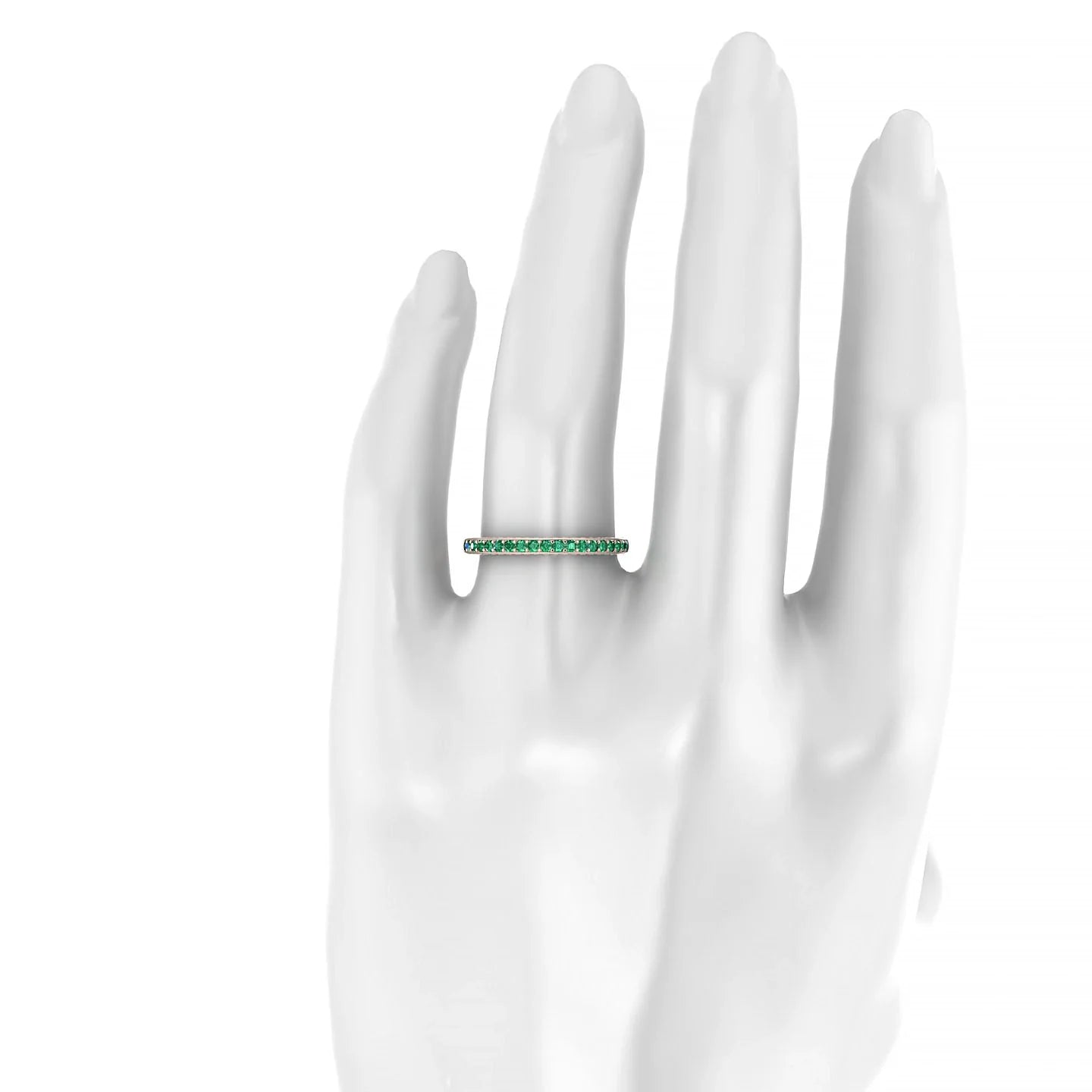 Muse | 18k Rose Gold 1.5 mm Round Emerald & Diamond Ring