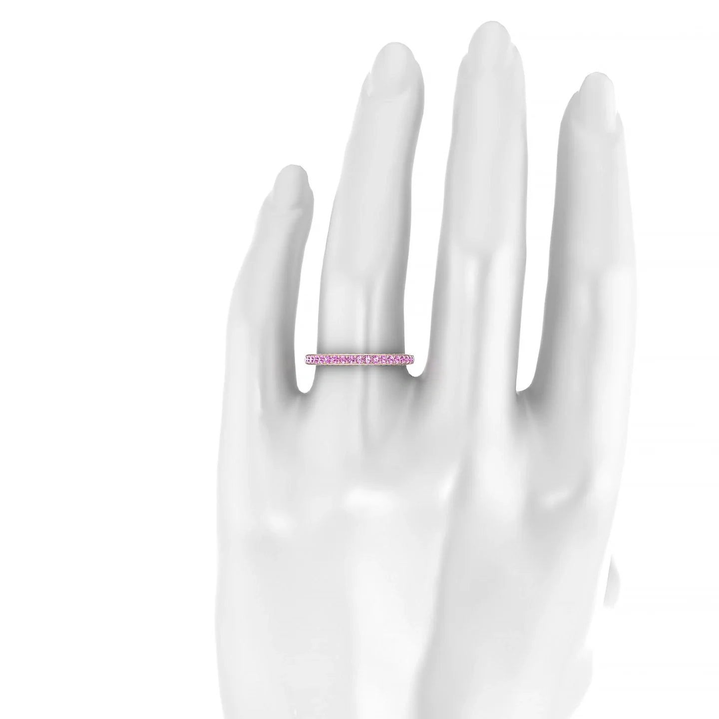 Muse | 18k Rose Gold 1.5 mm Round Pink Sapphire & Diamond Ring