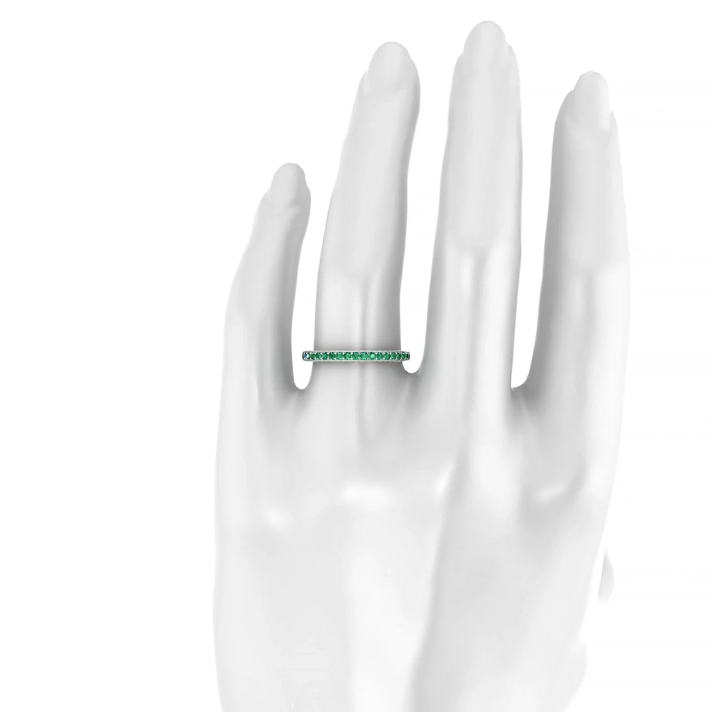 Muse | 18k White Gold 1.5 mm Round Emerald & Diamond Ring