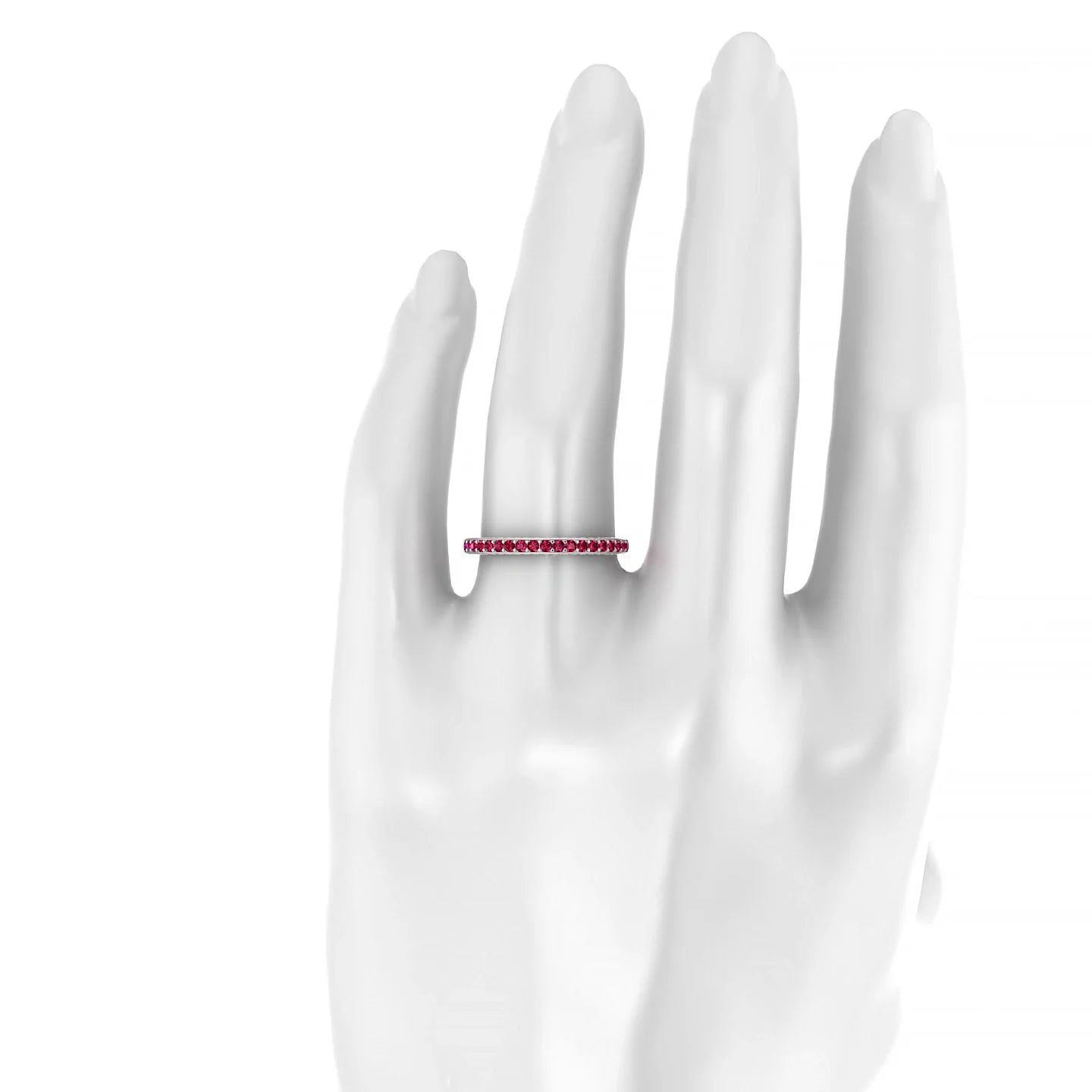 Muse | 18k White Gold 1.5 mm Round Ruby & Diamond Ring