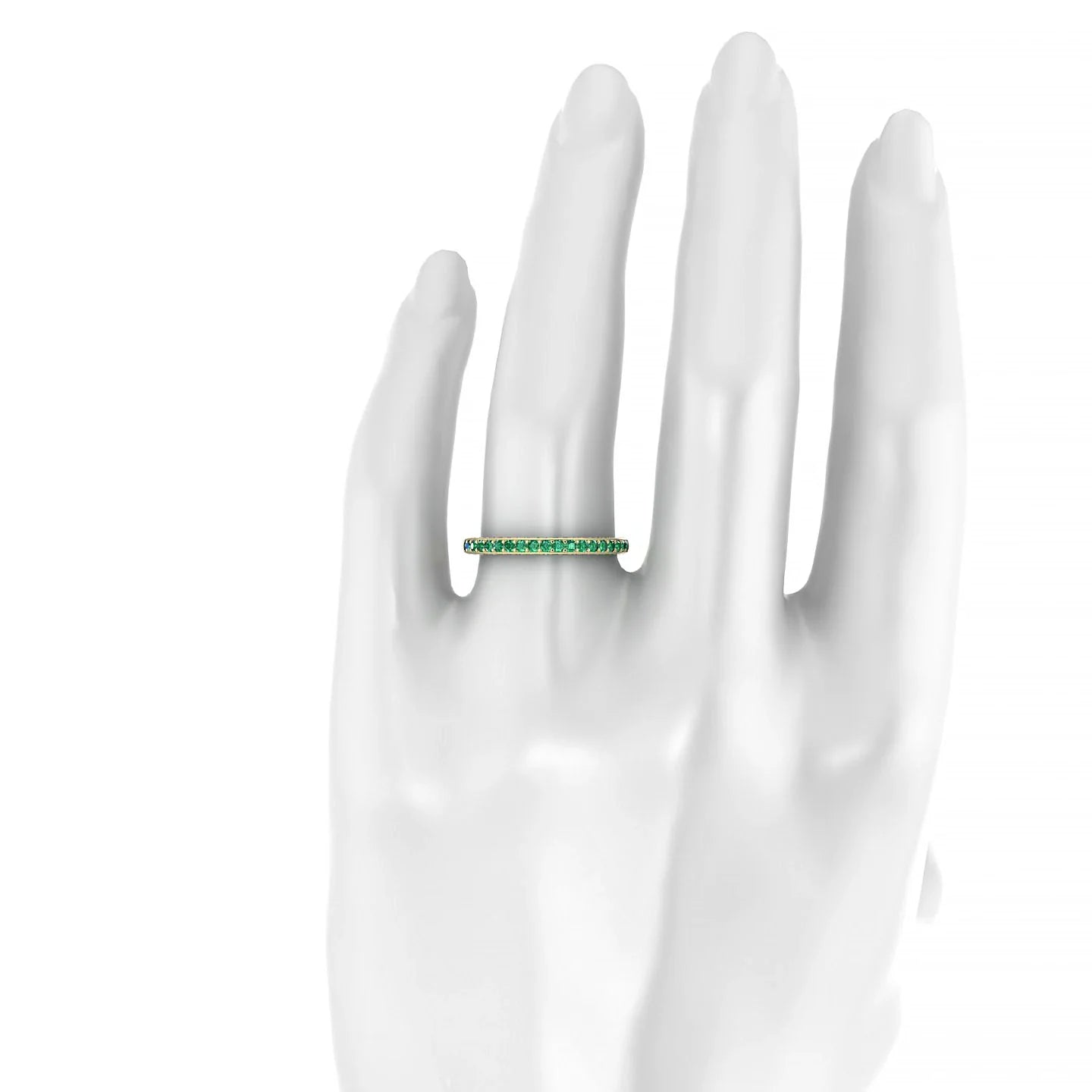 Muse | 18k Yellow Gold 1.5 mm Round Emerald Ring