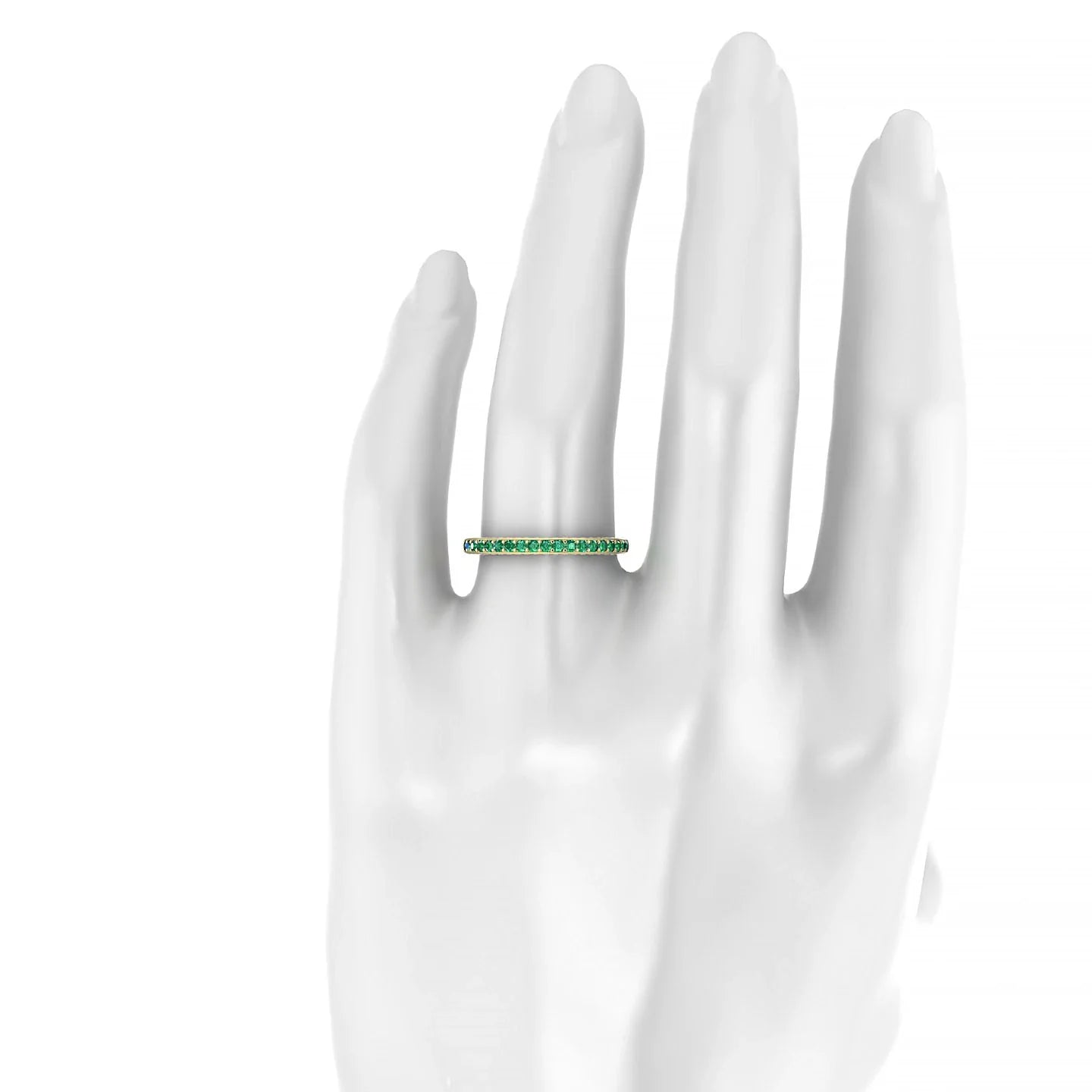 Muse | 18k Yellow Gold 1.5 mm Round Emerald & Diamond Ring