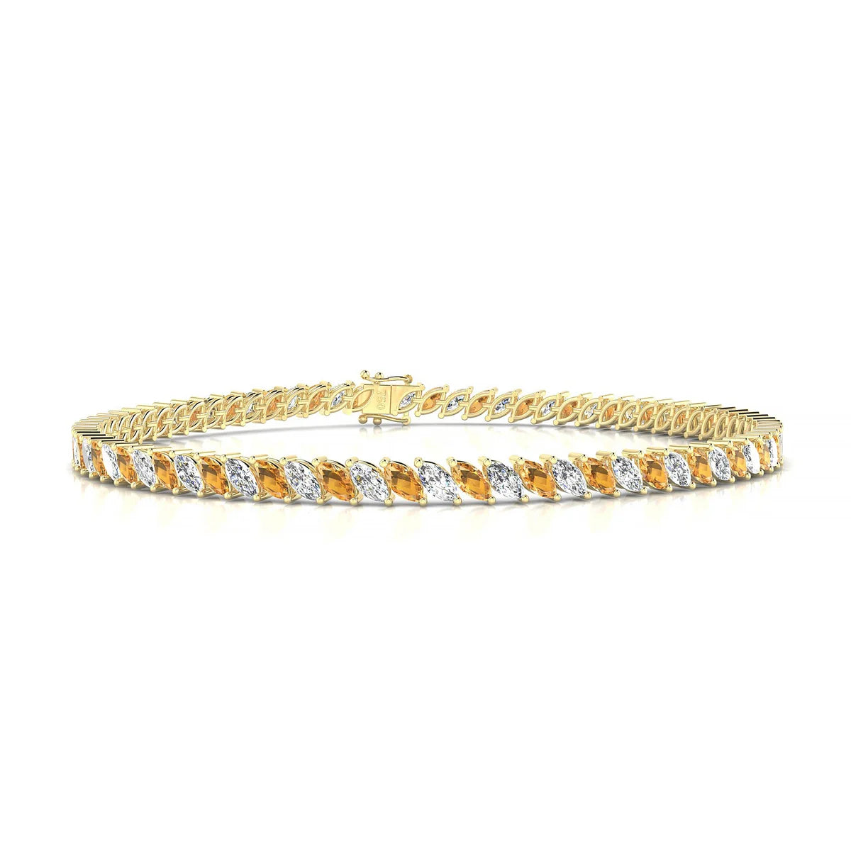 Nile 1-1 | 18k Yellow Gold 4 x 2 mm Marquise Natural Citrine Tennis Bracelet