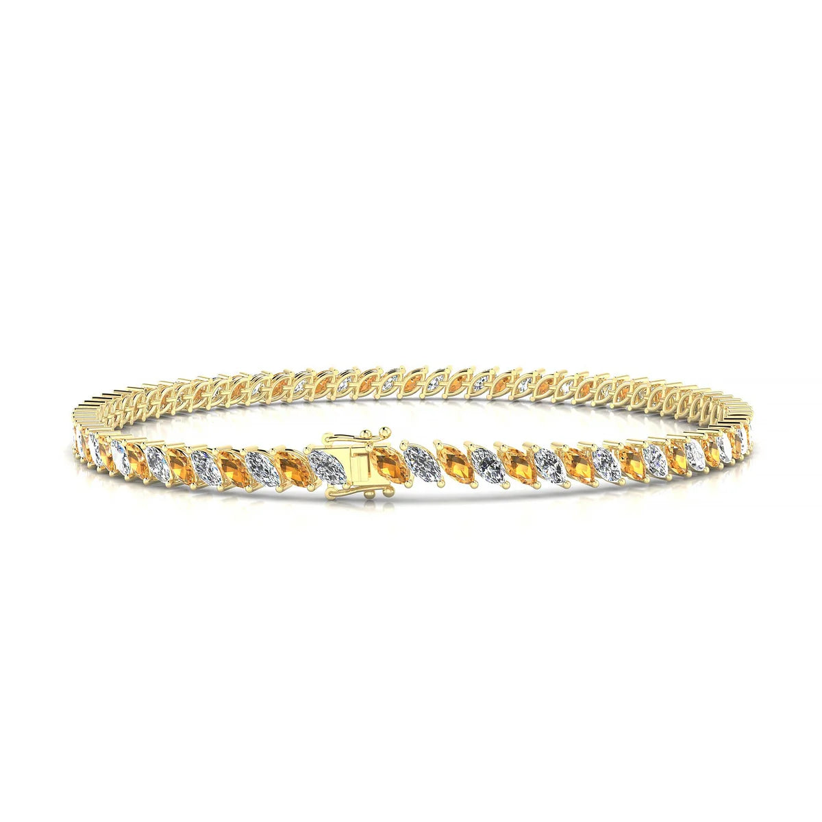 Nile 1-1 | 18k Yellow Gold 4 x 2 mm Marquise Natural Citrine Tennis Bracelet