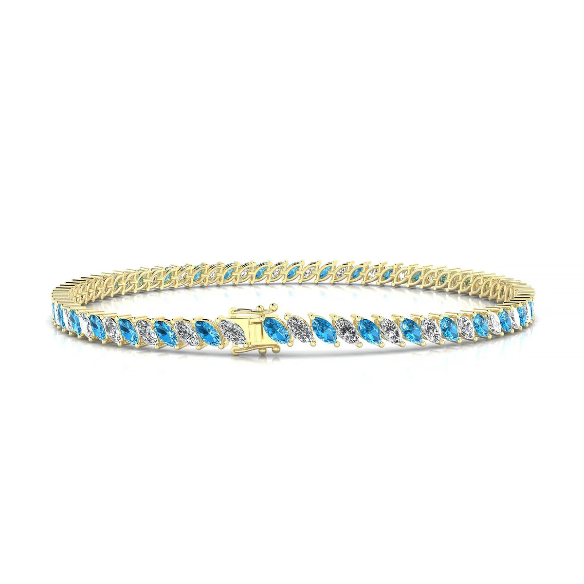 Nile 1-1 | 18k Yellow Gold 4 x 2 mm Marquise Natural Topaz Tennis Bracelet