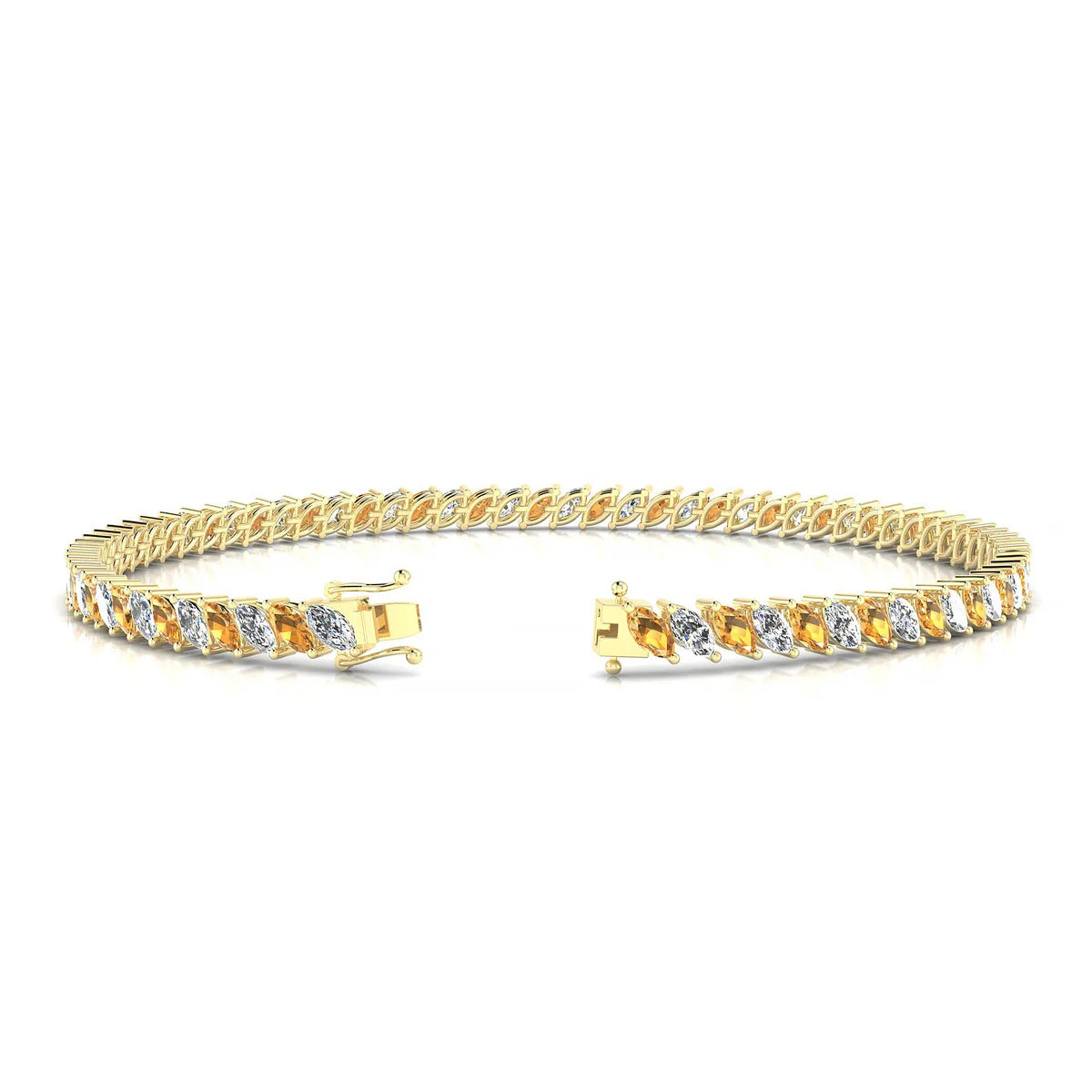 Nile 1-1 | 18k Yellow Gold 4 x 2 mm Marquise Natural Citrine Tennis Bracelet