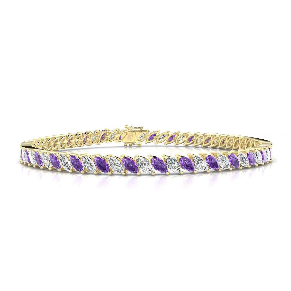Nile 1-1 | 18k Yellow Gold 5 x 2.5 mm Marquise Natural Amethyst Tennis Bracelet