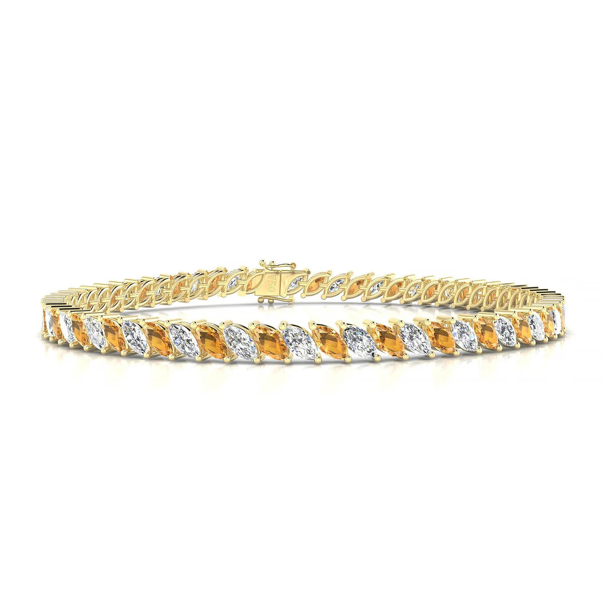 Nile 1-1 | 18k Yellow Gold 5 x 2.5 mm Marquise Natural Citrine Tennis Bracelet