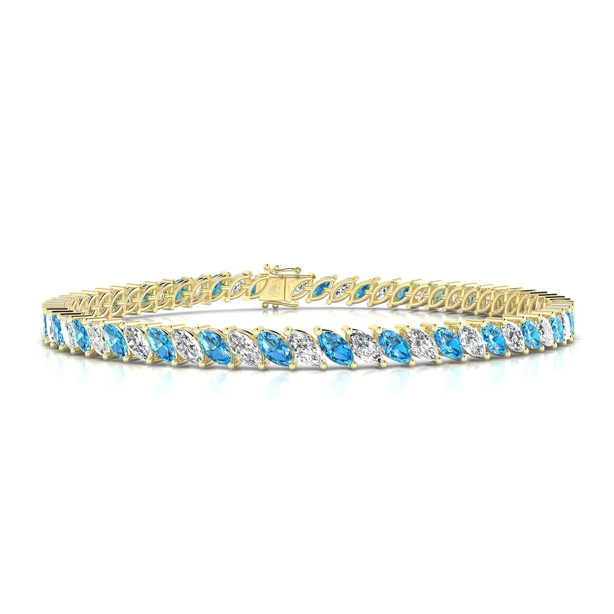 Nile 1-1 | 18k Yellow Gold 5 x 2.5 mm Marquise Natural Topaz Tennis Bracelet
