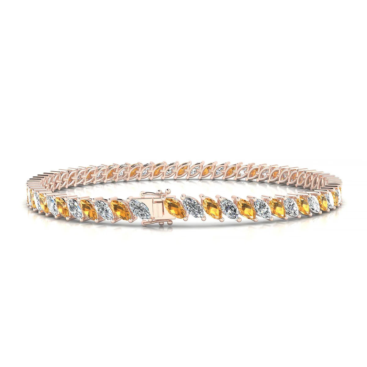Nile 1-1 | 18k Rose Gold 5 x 2.5 mm Marquise Natural Citrine Tennis Bracelet