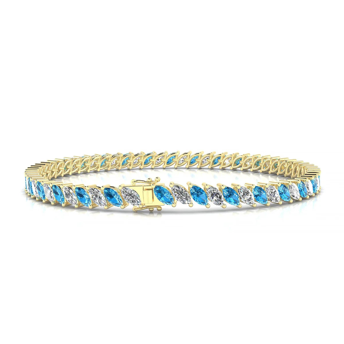 Nile 1-1 | 18k Yellow Gold 5 x 2.5 mm Marquise Natural Topaz Tennis Bracelet