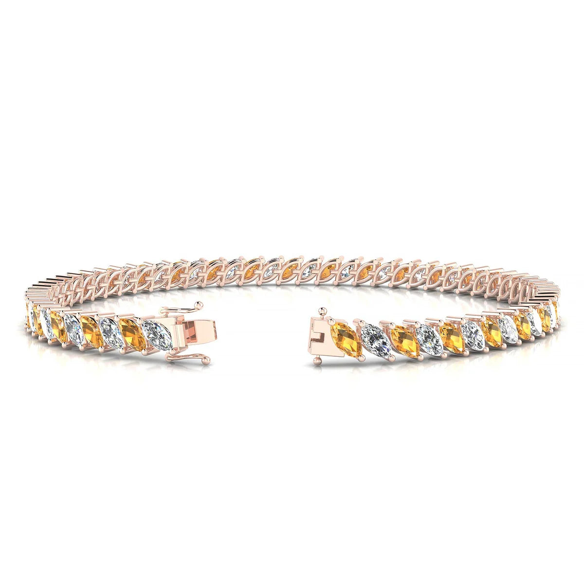 Nile 1-1 | 18k Rose Gold 5 x 2.5 mm Marquise Natural Citrine Tennis Bracelet