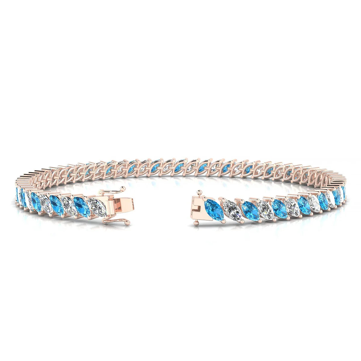 Nile 1-1 | 18k Rose Gold 5 x 2.5 mm Marquise Natural Topaz Tennis Bracelet