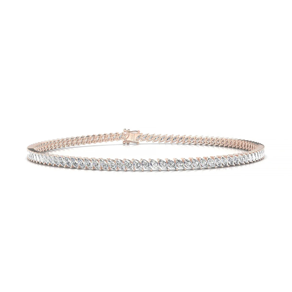 Nile | 18k Rose Gold 3 x 1.5 mm Marquise Natural Diamond Tennis Bracelet