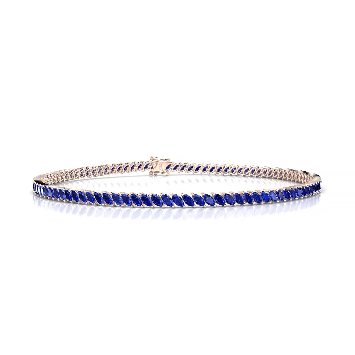 Nile | 18k Rose Gold 3 x 1.5 mm Marquise Natural Sapphire Tennis Bracelet