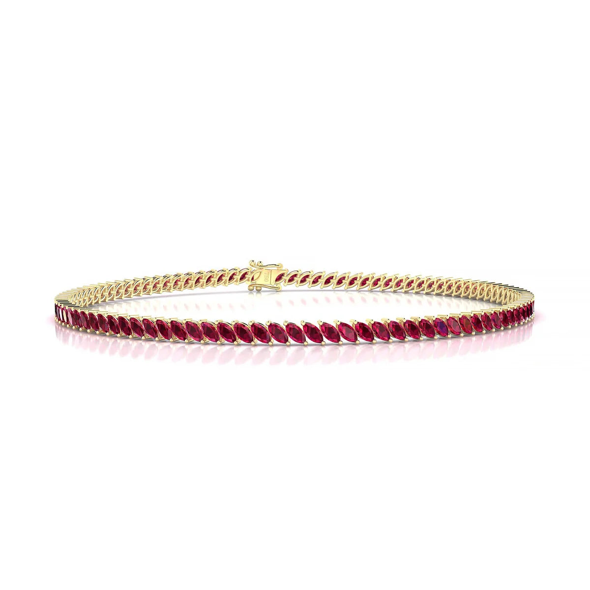 Nile | 18k Yellow Gold 3 x 1.5 mm Marquise Natural Ruby Tennis Bracelet