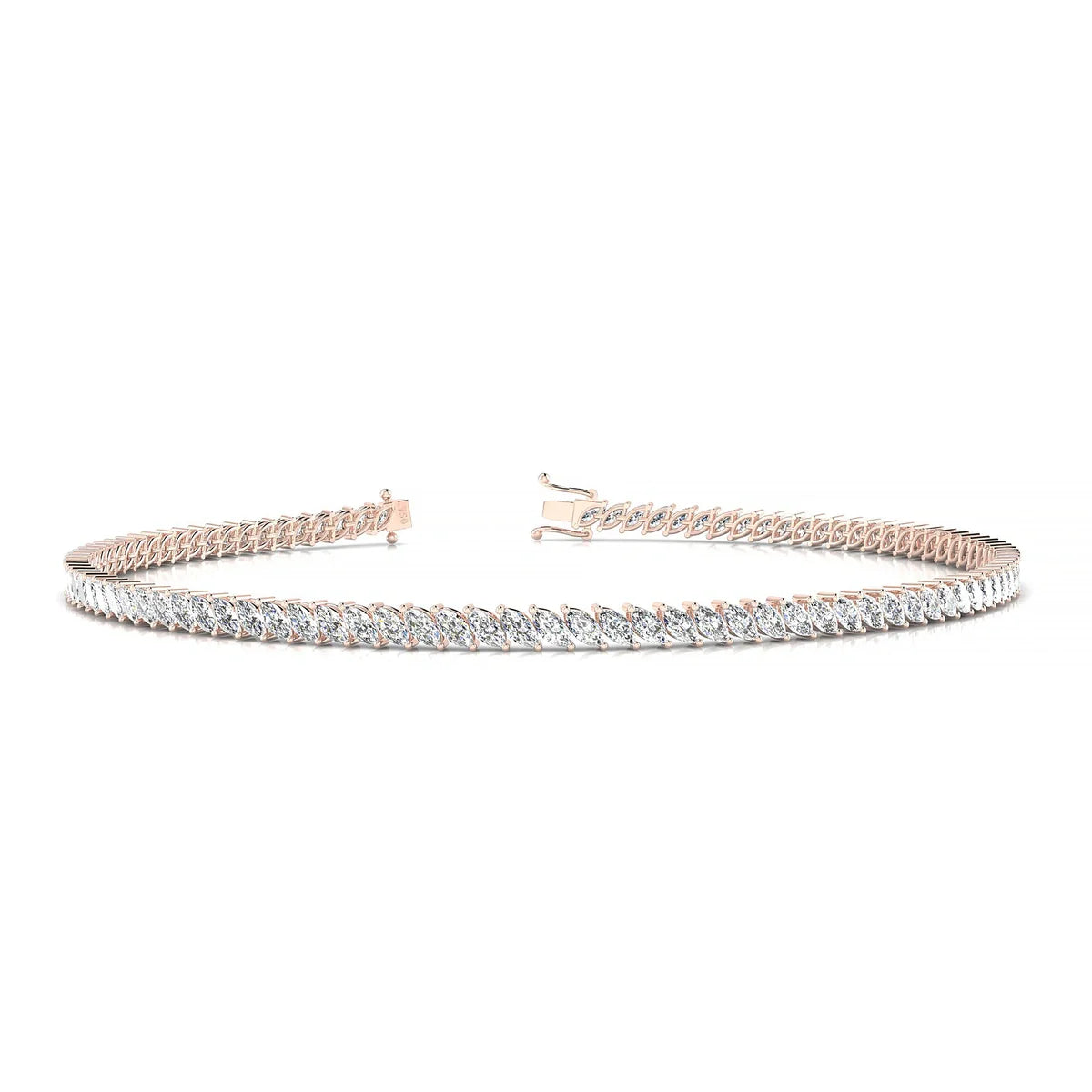 Nile | 18k Rose Gold 3 x 1.5 mm Marquise Natural Diamond Tennis Bracelet