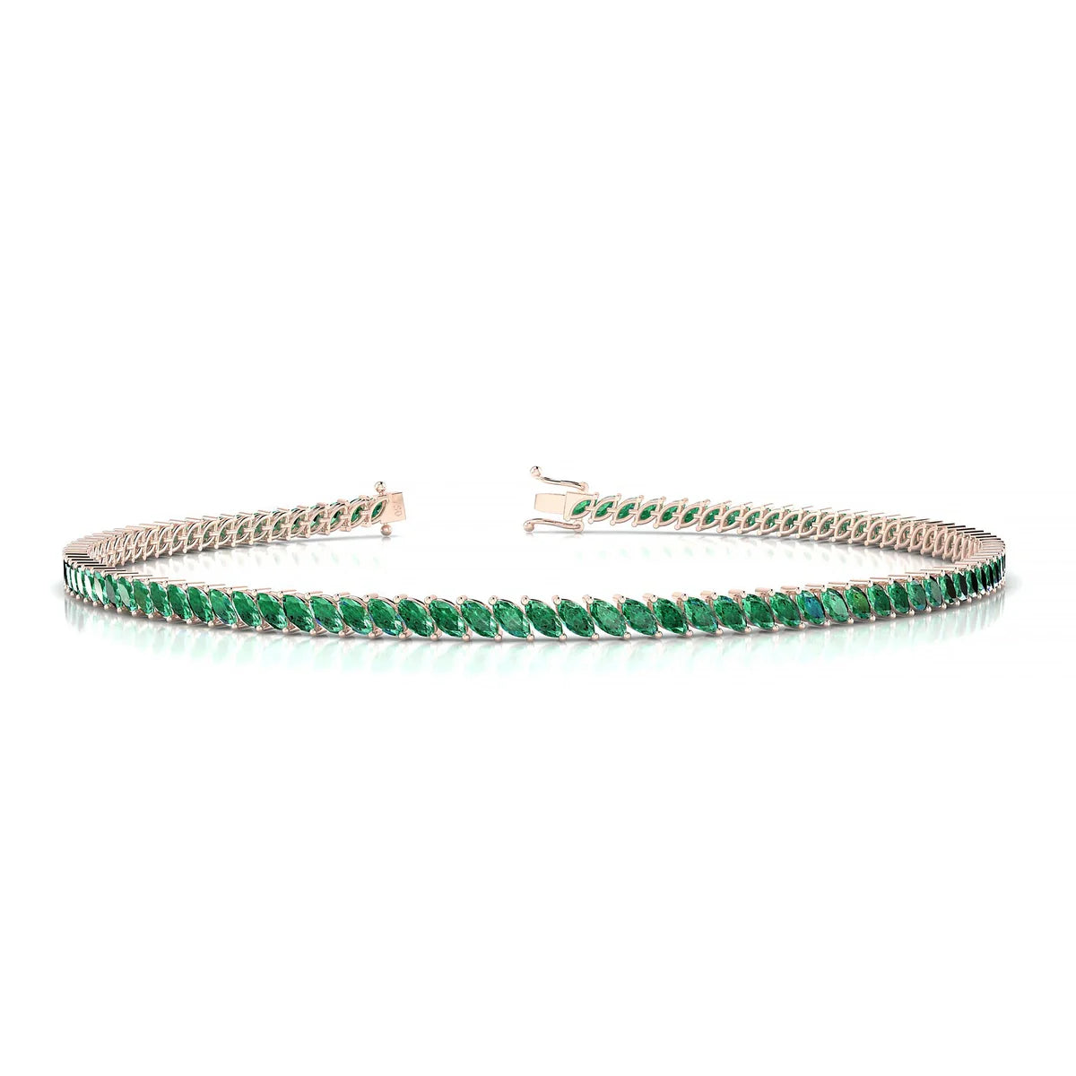 Nile | 18k Rose Gold 3 x 1.5 mm Marquise Natural Emerald Tennis Bracelet