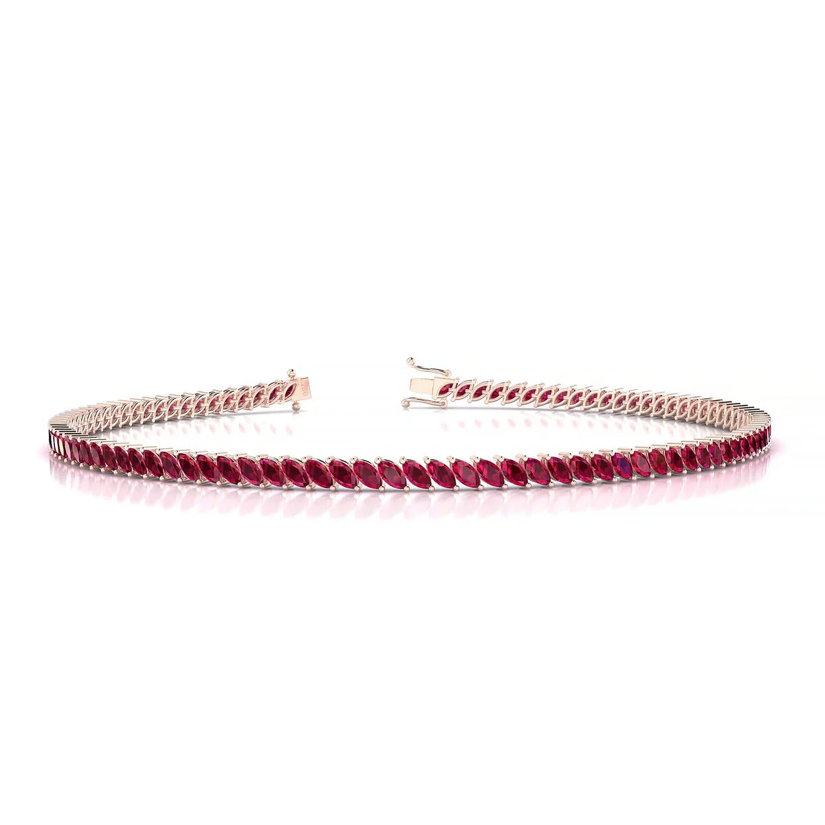 Nile | 18k Rose Gold 3 x 1.5 mm Marquise Natural Ruby Tennis Bracelet