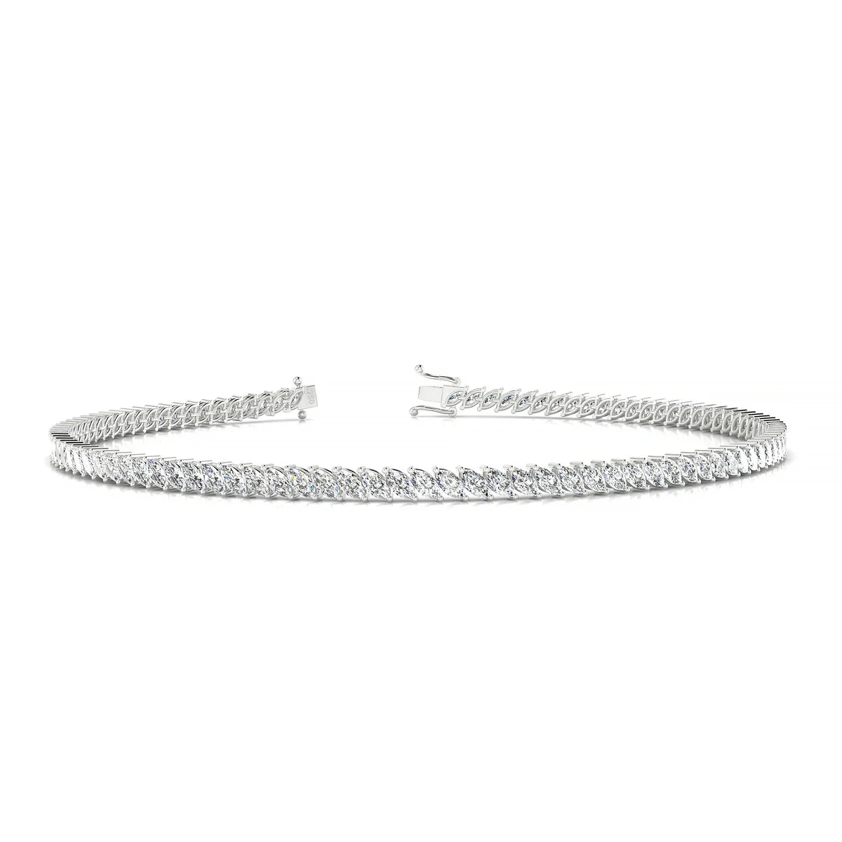 Nile | 18k White Gold 3 x 1.5 mm Marquise Natural Diamond Tennis Bracelet