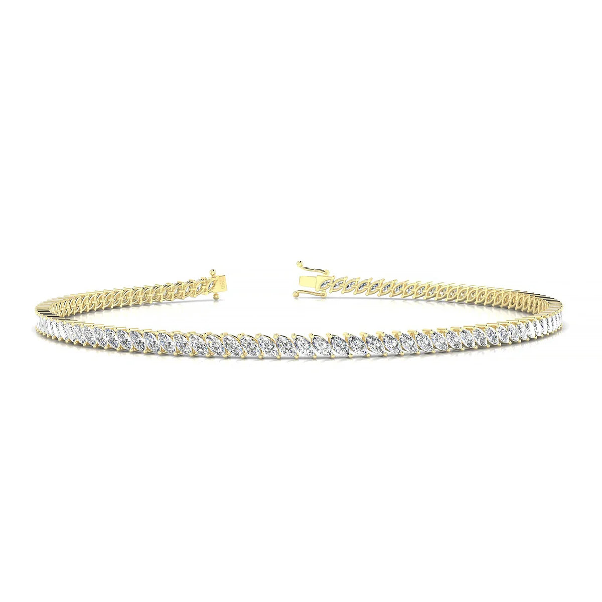 Nile | 18k Yellow Gold 3 x 1.5 mm Marquise Natural Diamond Tennis Bracelet