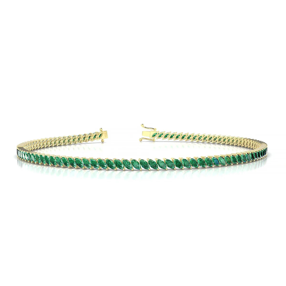 Nile | 18k Yellow Gold 3 x 1.5 mm Marquise Natural Emerald Tennis Bracelet