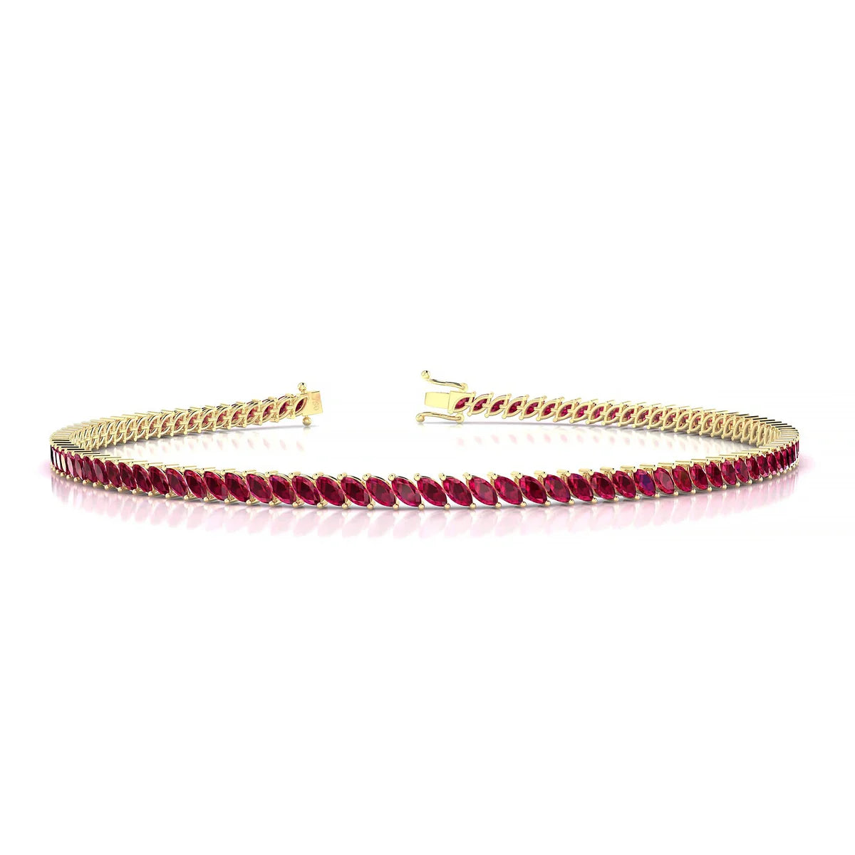 Nile | 18k Yellow Gold 3 x 1.5 mm Marquise Natural Ruby Tennis Bracelet