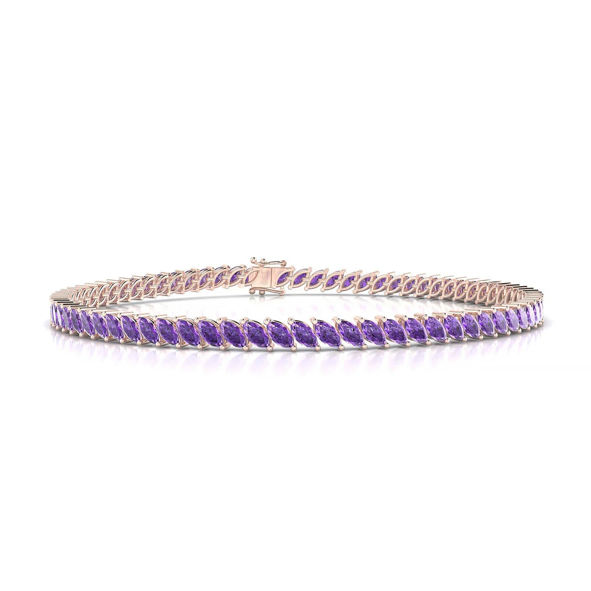 Nile | 18k Rose Gold 4 x 2 mm Marquise Natural Amethyst Tennis Bracelet