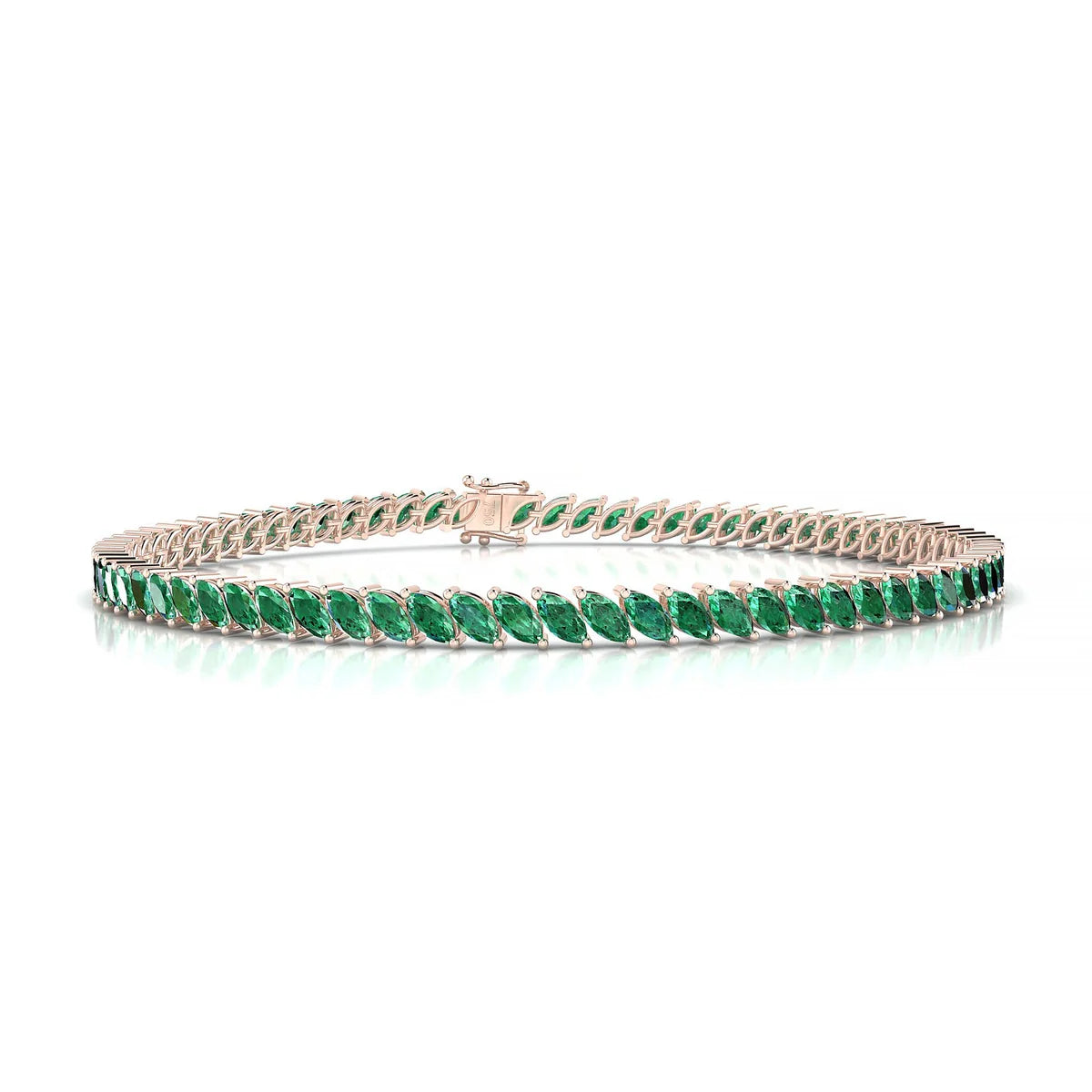 Nile | 18k Rose Gold 4 x 2 mm Marquise Natural Emerald Tennis Bracelet