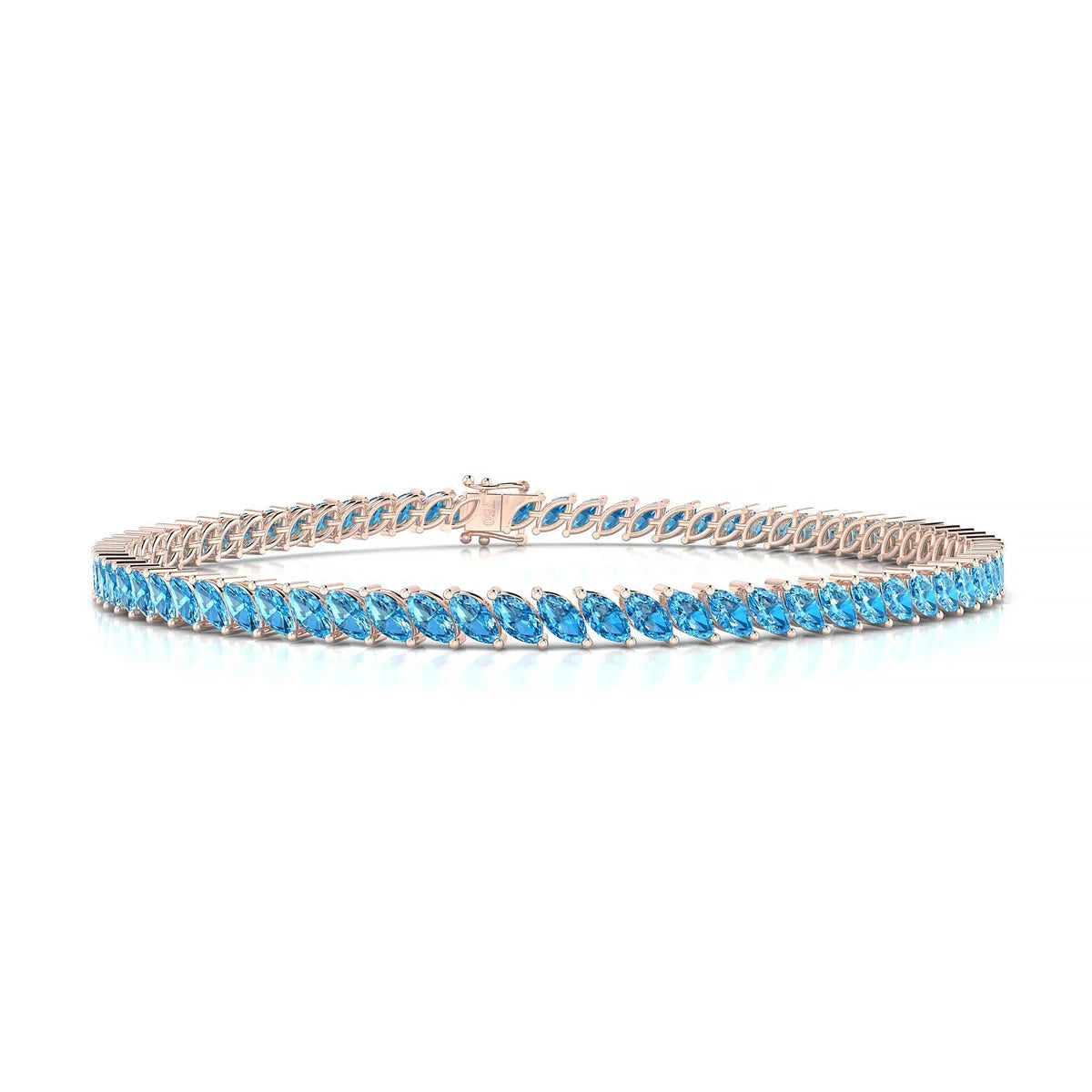 Nile | 18k Rose Gold 4 x 2 mm Marquise Natural Topaz Tennis Bracelet