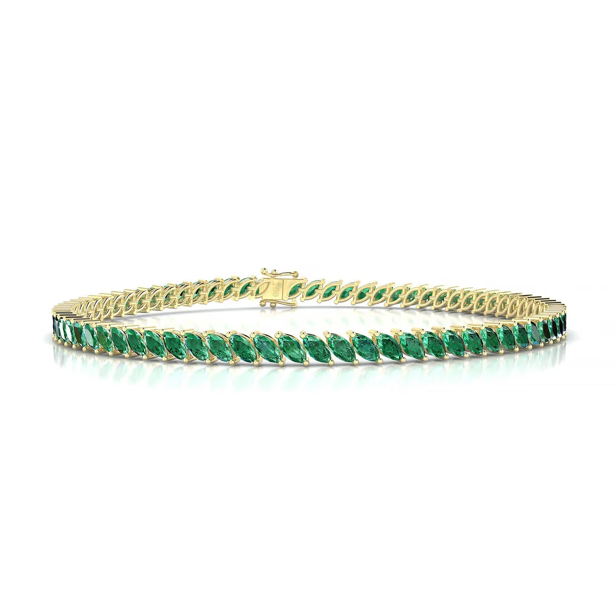 Nile | 18k Yellow Gold 4 x 2 mm Marquise Natural Emerald Tennis Bracelet