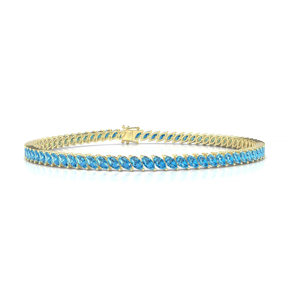 Nile | 18k Yellow Gold 4 x 2 mm Marquise Natural Topaz Tennis Bracelet