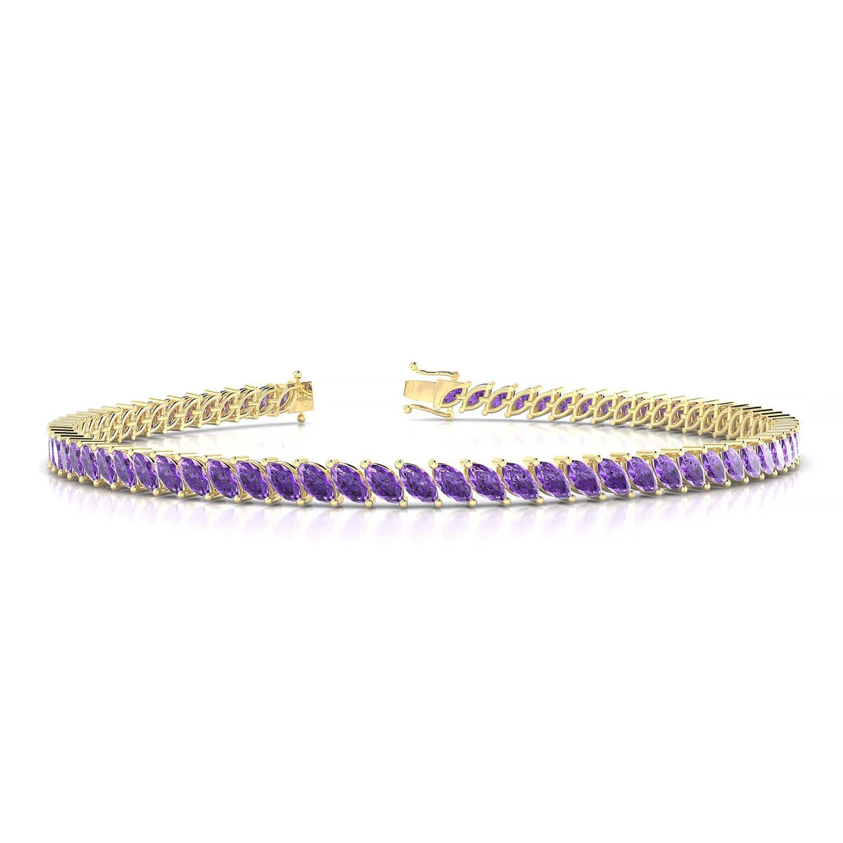 Nile | 18k Yellow Gold 4 x 2 mm Marquise Natural Amethyst Tennis Bracelet