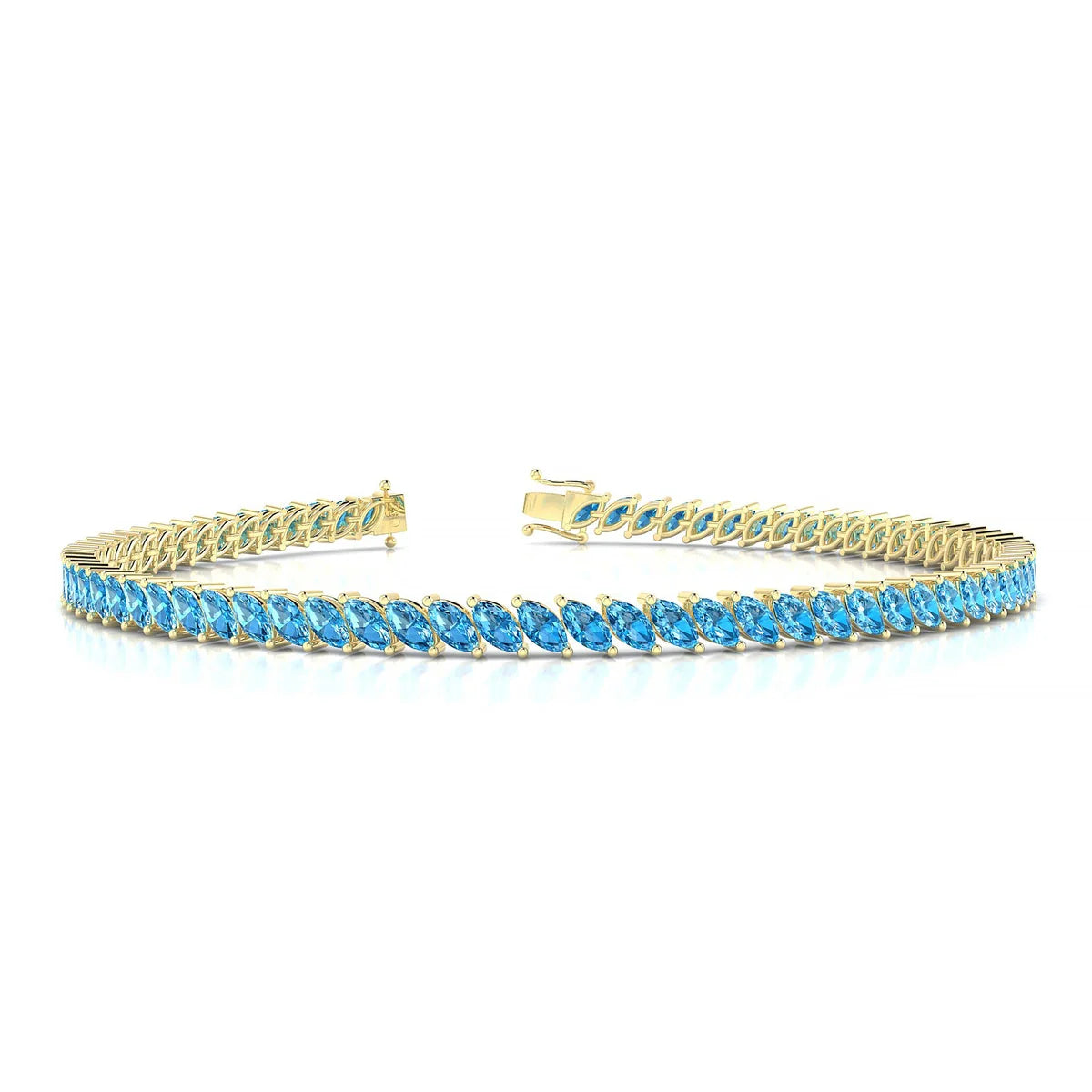 Nile | 18k Yellow Gold 4 x 2 mm Marquise Natural Topaz Tennis Bracelet