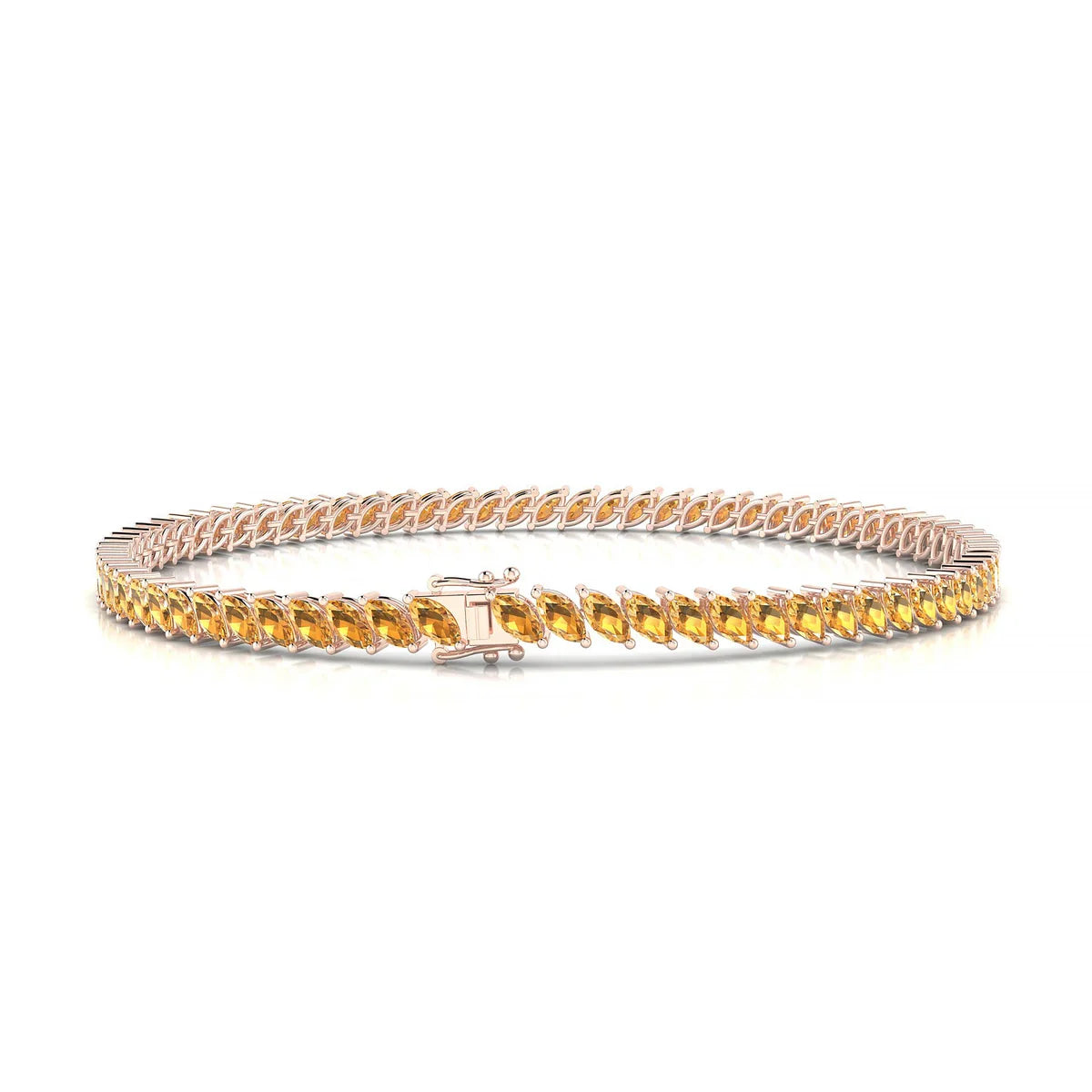 Nile | 18k Rose Gold 4 x 2 mm Marquise Natural Citrine Tennis Bracelet