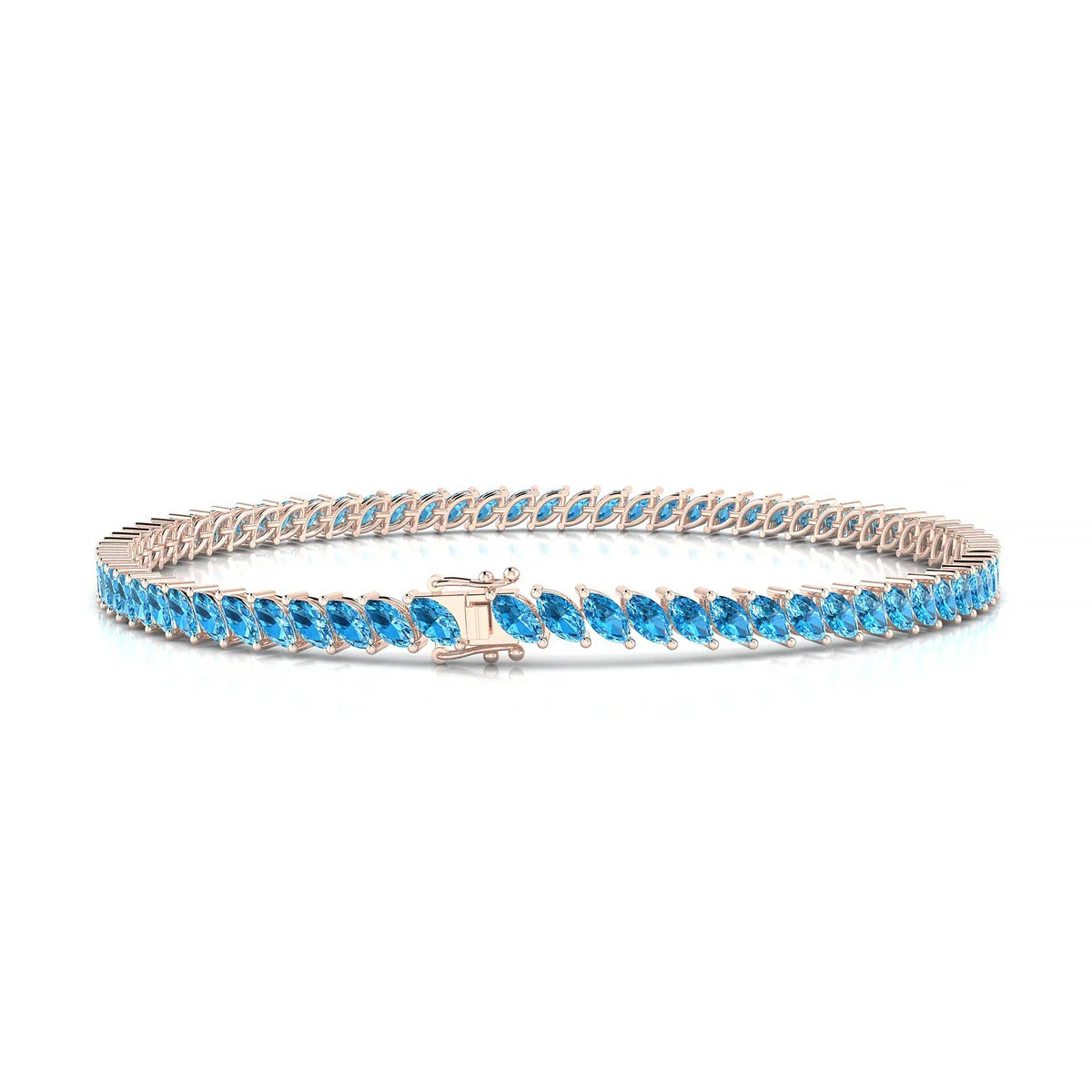 Nile | 18k Rose Gold 4 x 2 mm Marquise Natural Topaz Tennis Bracelet