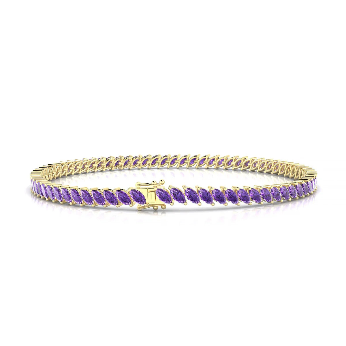Nile | 18k Yellow Gold 4 x 2 mm Marquise Natural Amethyst Tennis Bracelet
