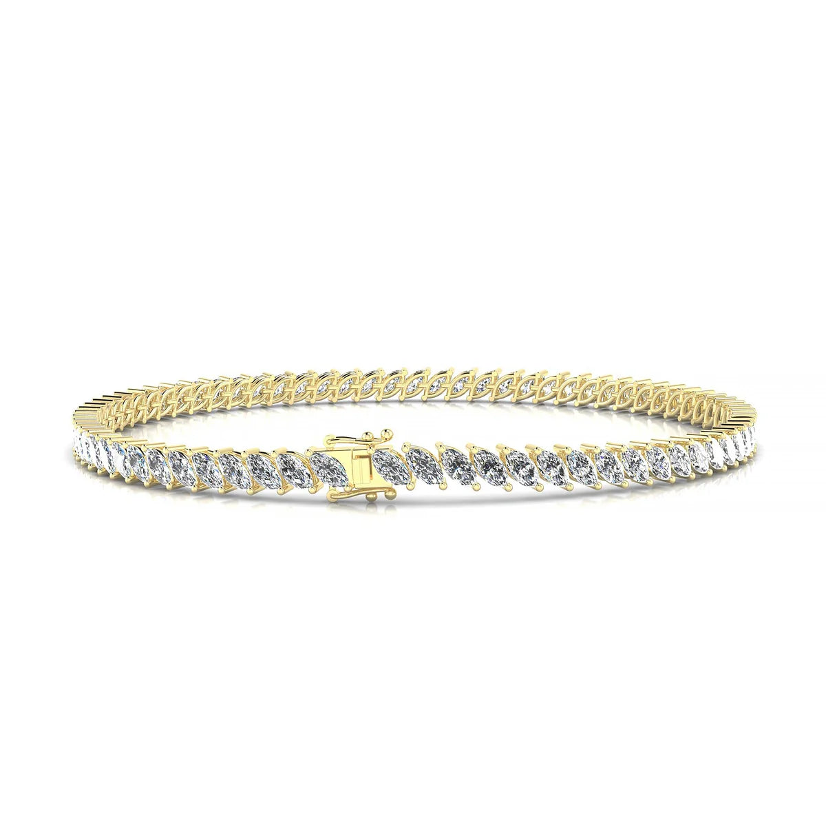 Nile | 18k Yellow Gold 4 x 2 mm Marquise Natural Diamond Tennis Bracelet
