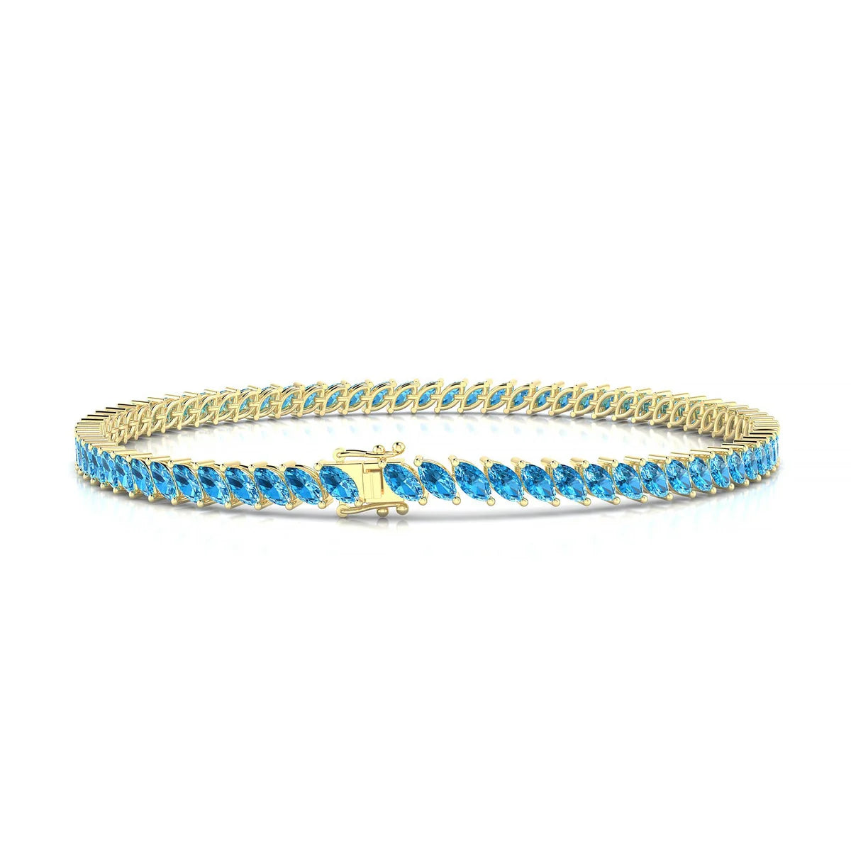 Nile | 18k Yellow Gold 4 x 2 mm Marquise Natural Topaz Tennis Bracelet
