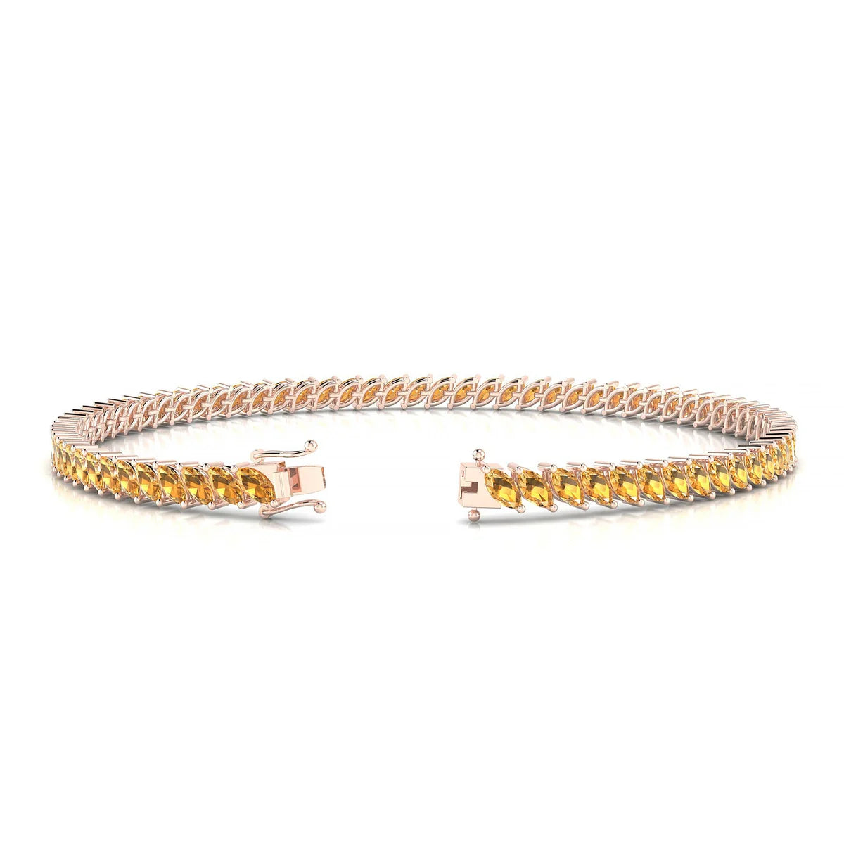 Nile | 18k Rose Gold 4 x 2 mm Marquise Natural Citrine Tennis Bracelet