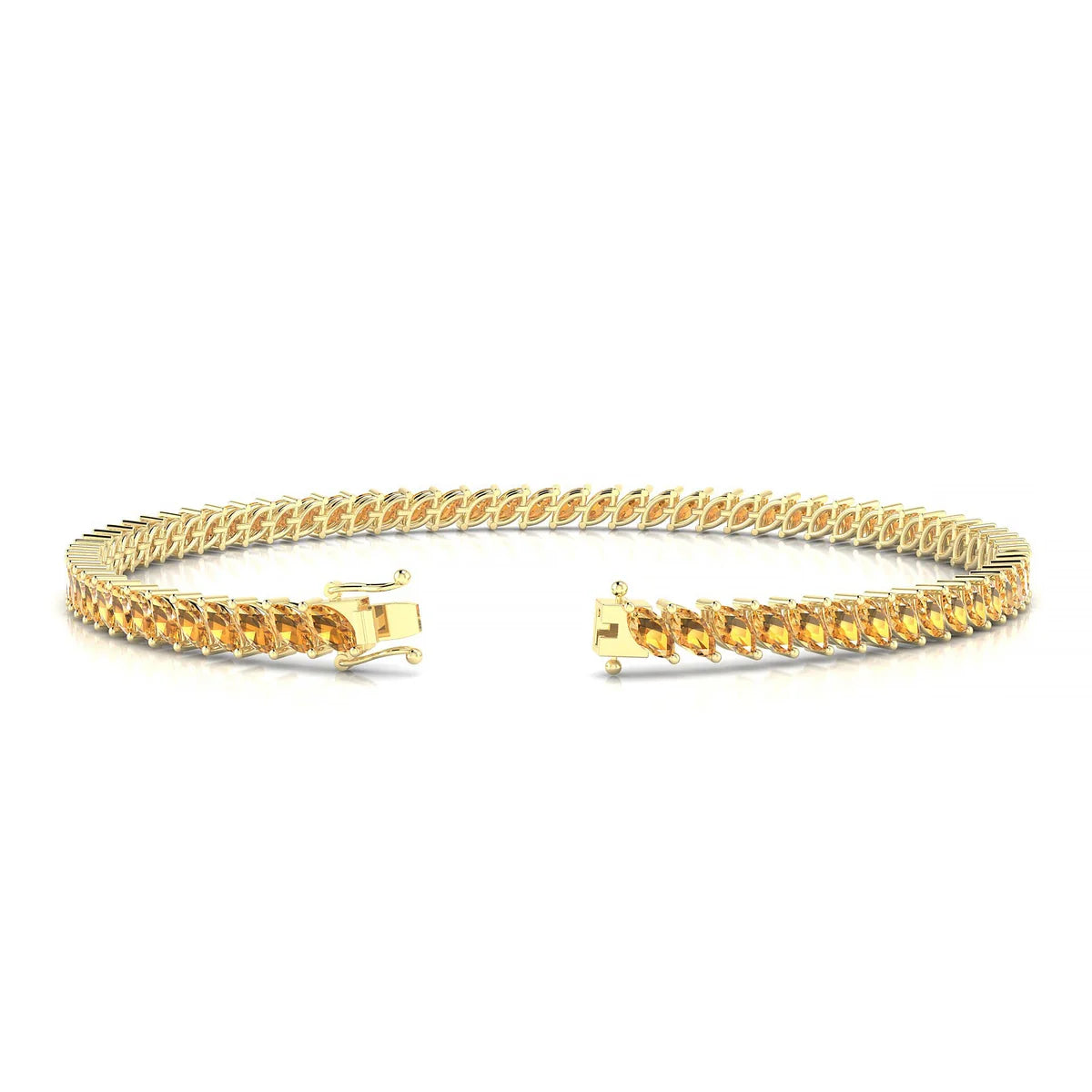 Nile | 18k Yellow Gold 4 x 2 mm Marquise Natural Citrine Tennis Bracelet