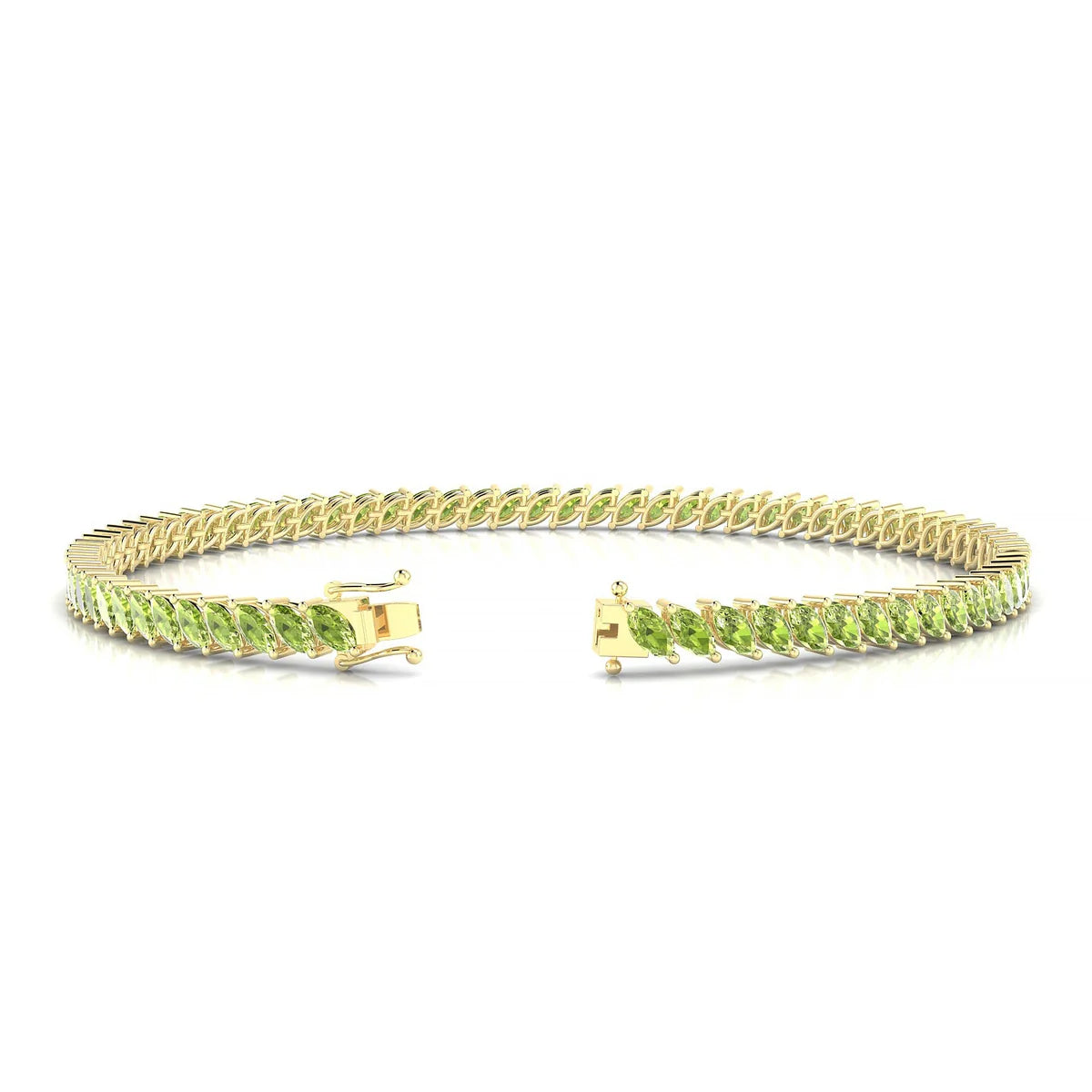 Nile | 18k Yellow Gold 4 x 2 mm Marquise Natural Peridot Tennis Bracelet