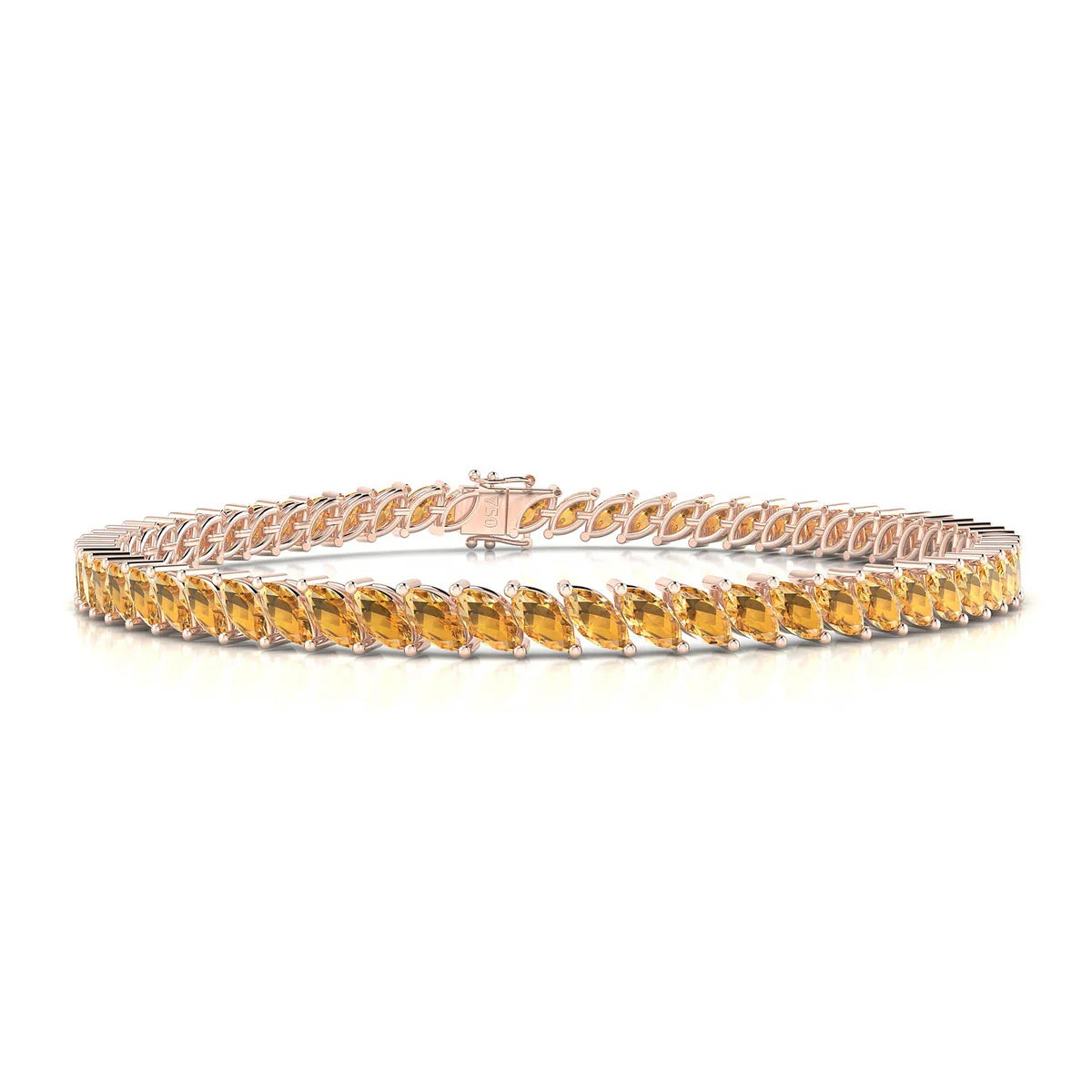 Nile | 18k Rose Gold 5 x 2.5 mm Marquise Natural Citrine Tennis Bracelet